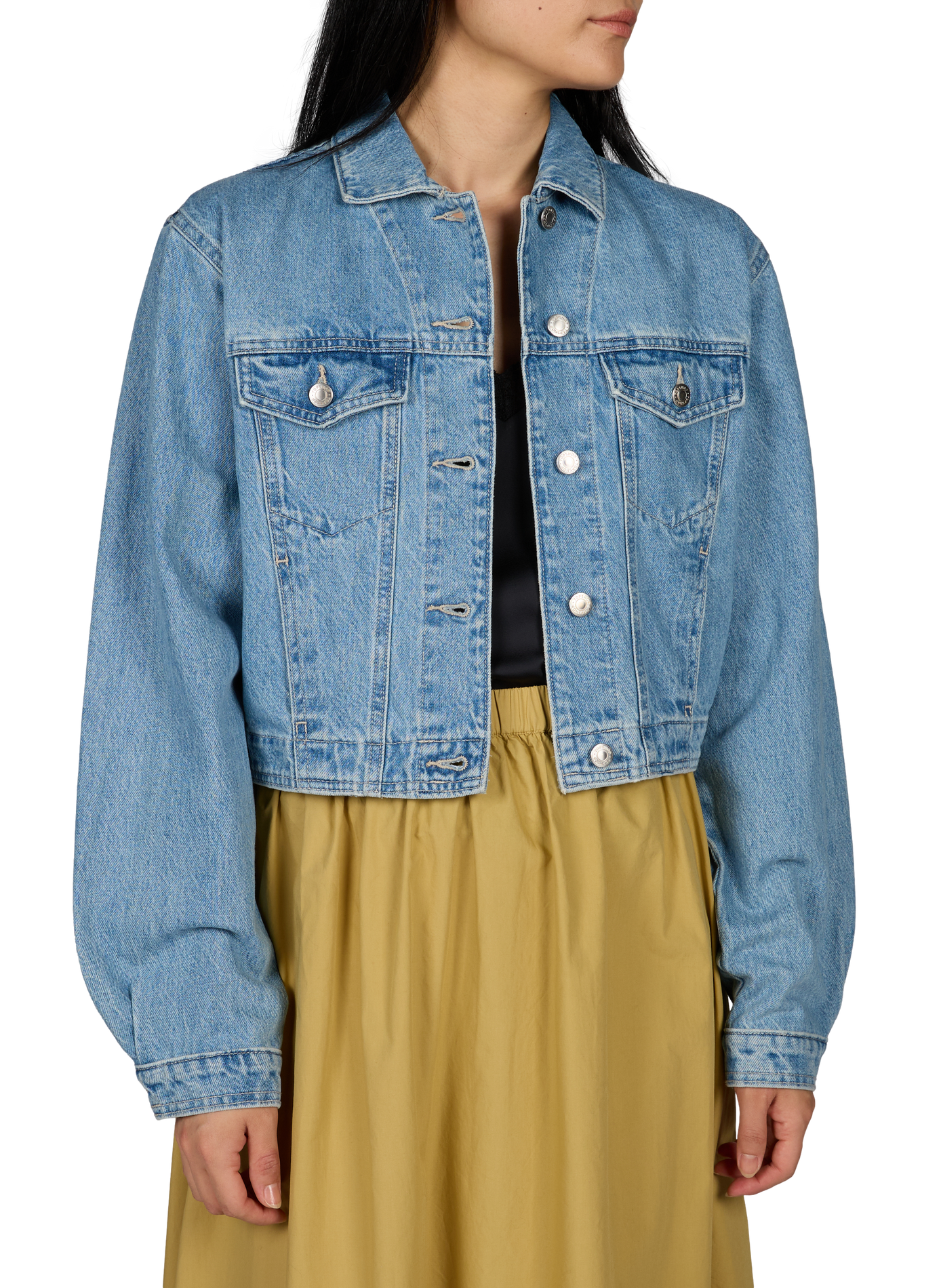 Cropped denim jacket TOPSHOP Blue