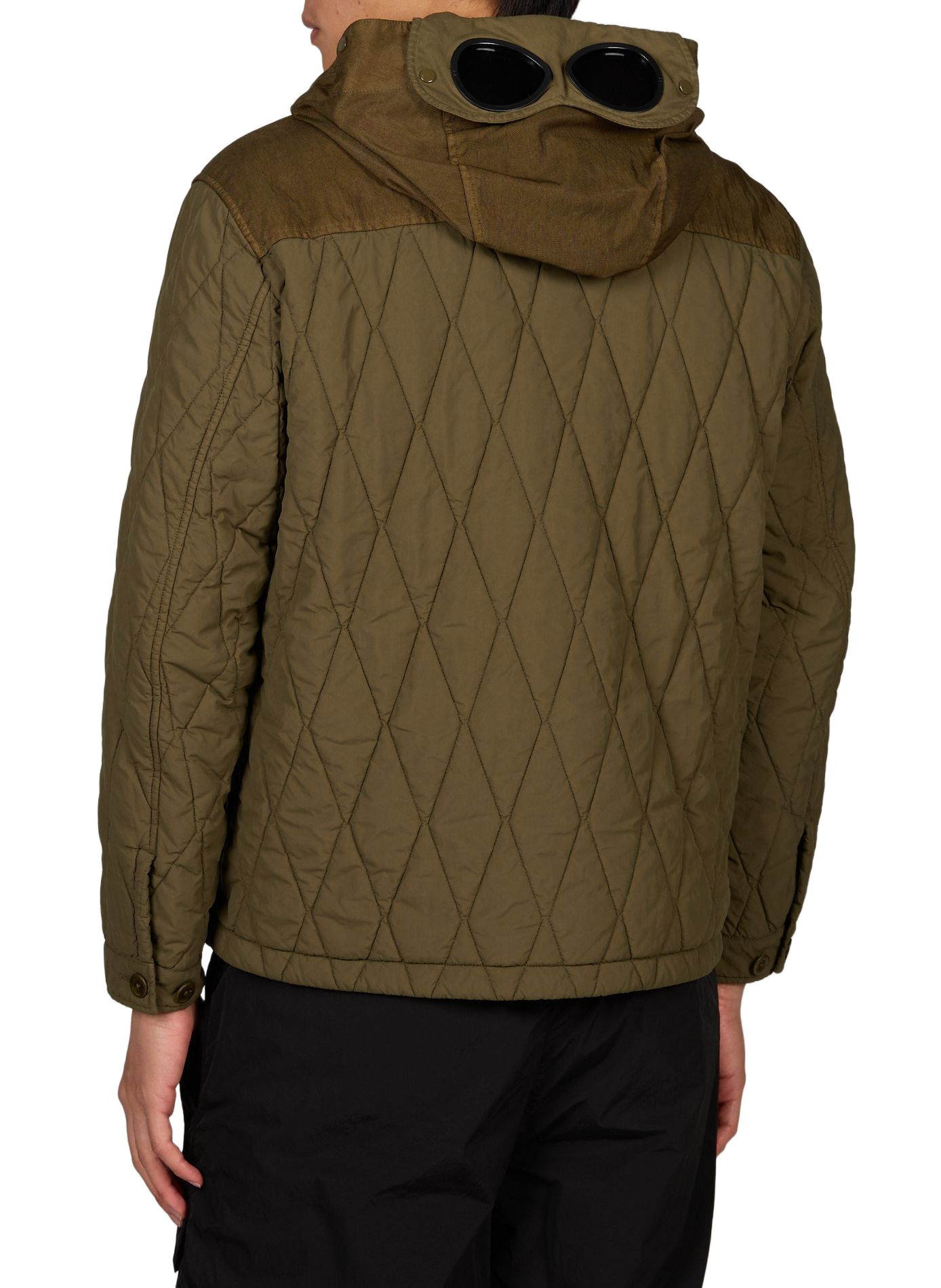 Blouson matelassé à capuche avec lunettes intégrées CP COMPANY Kaki