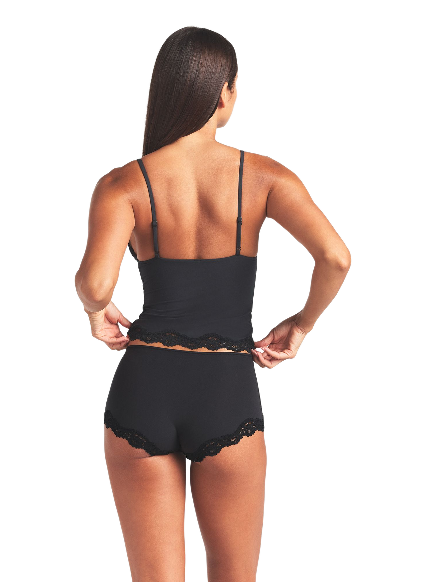 Ensemble pyjama débardeur et shorty en dentelle SKIMS Noir