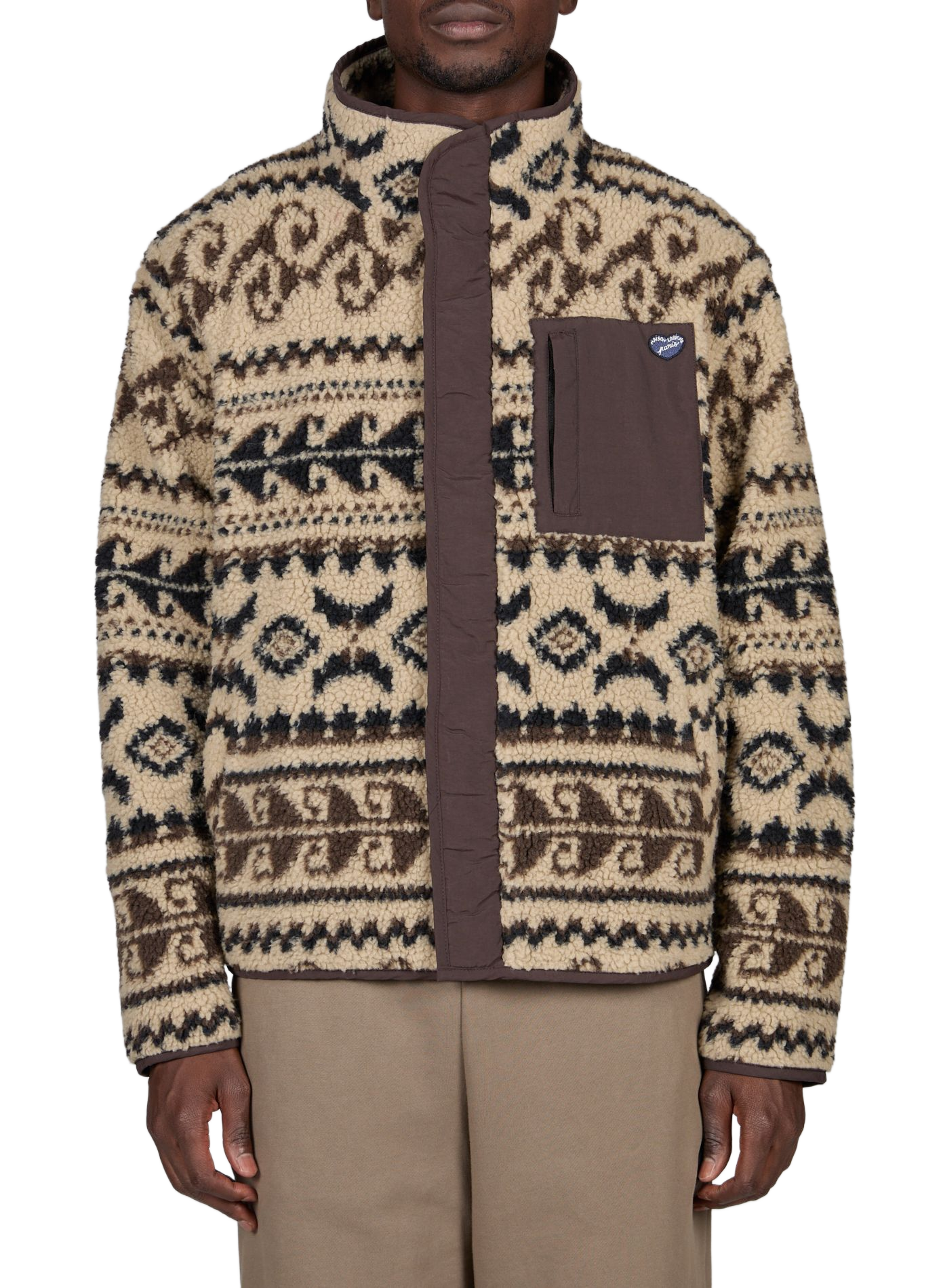 Blouson droit polaire imprimé  MAISON LABICHE Marron