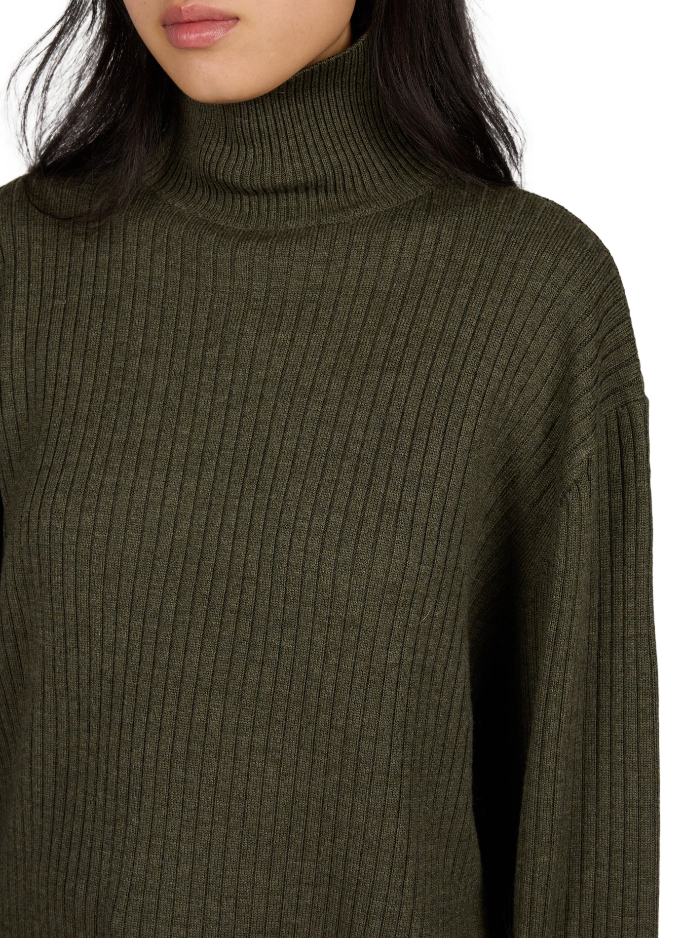 Roll-neck ribbed wool knit sweater A.P.C. Khaki