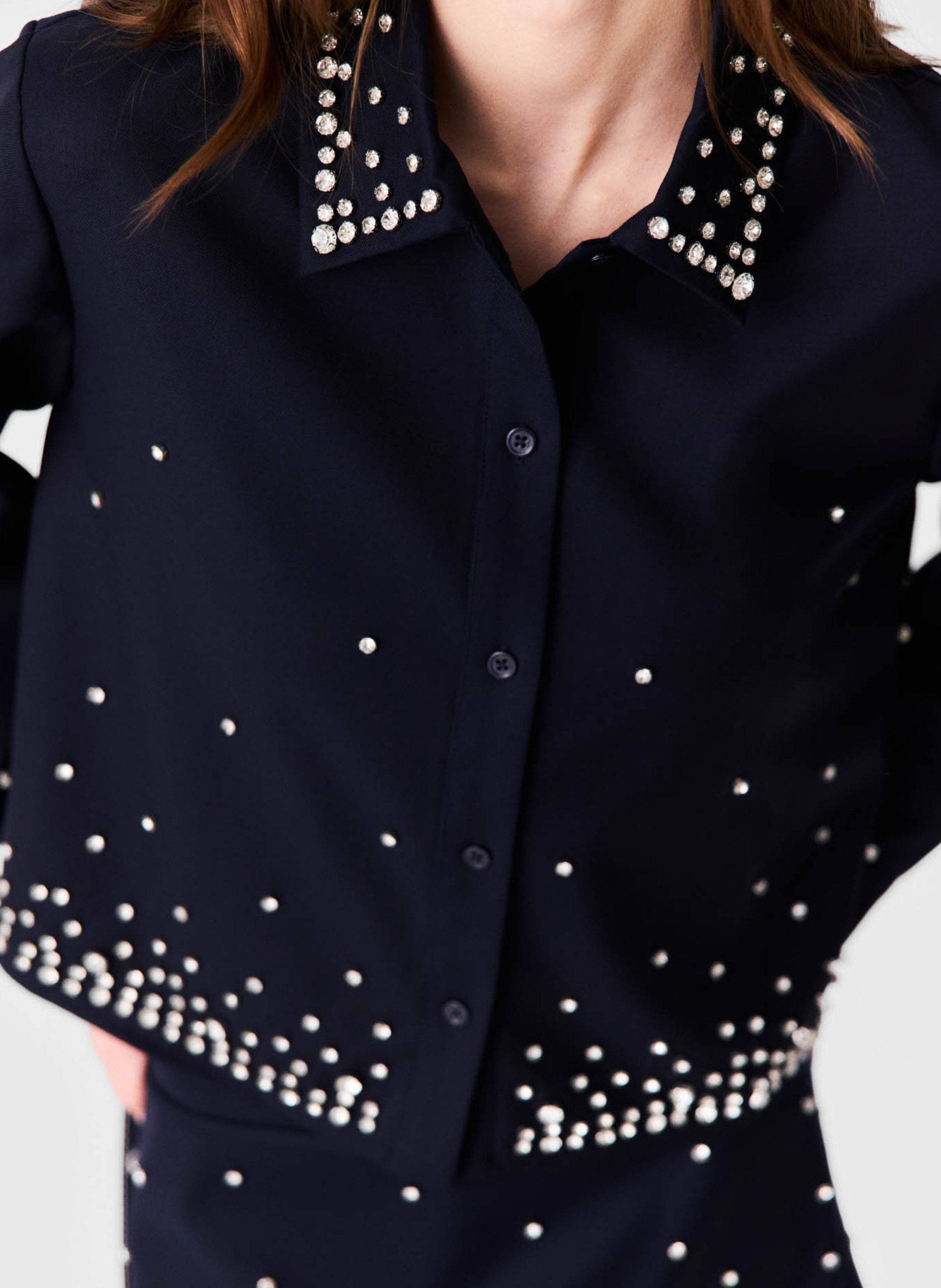 Chemise courte ample en laine mélangée MAJE Bleu