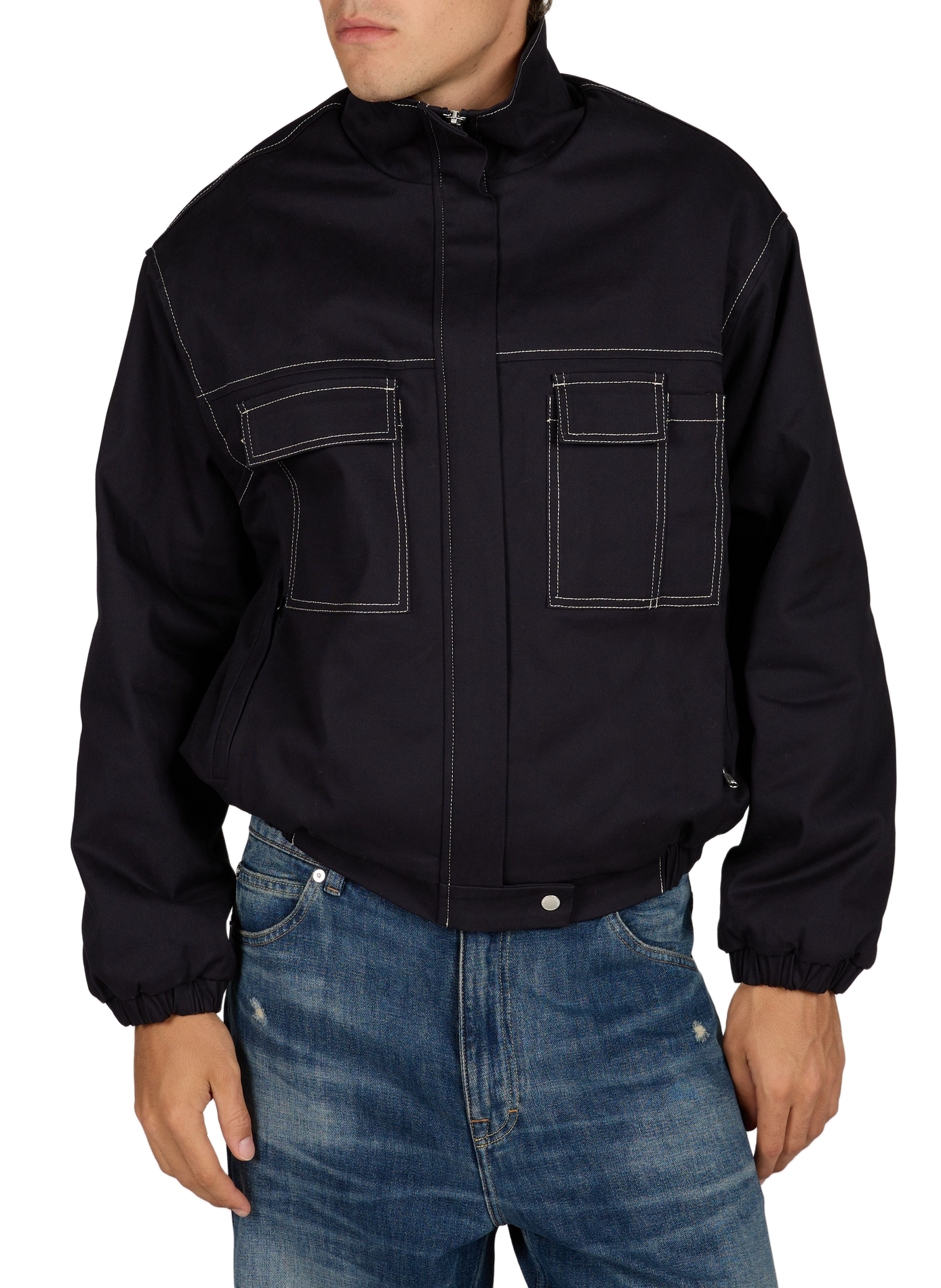 Weite Barrau Jacke mit Stehkragen aus Baumwollmischung CARRER Blau
