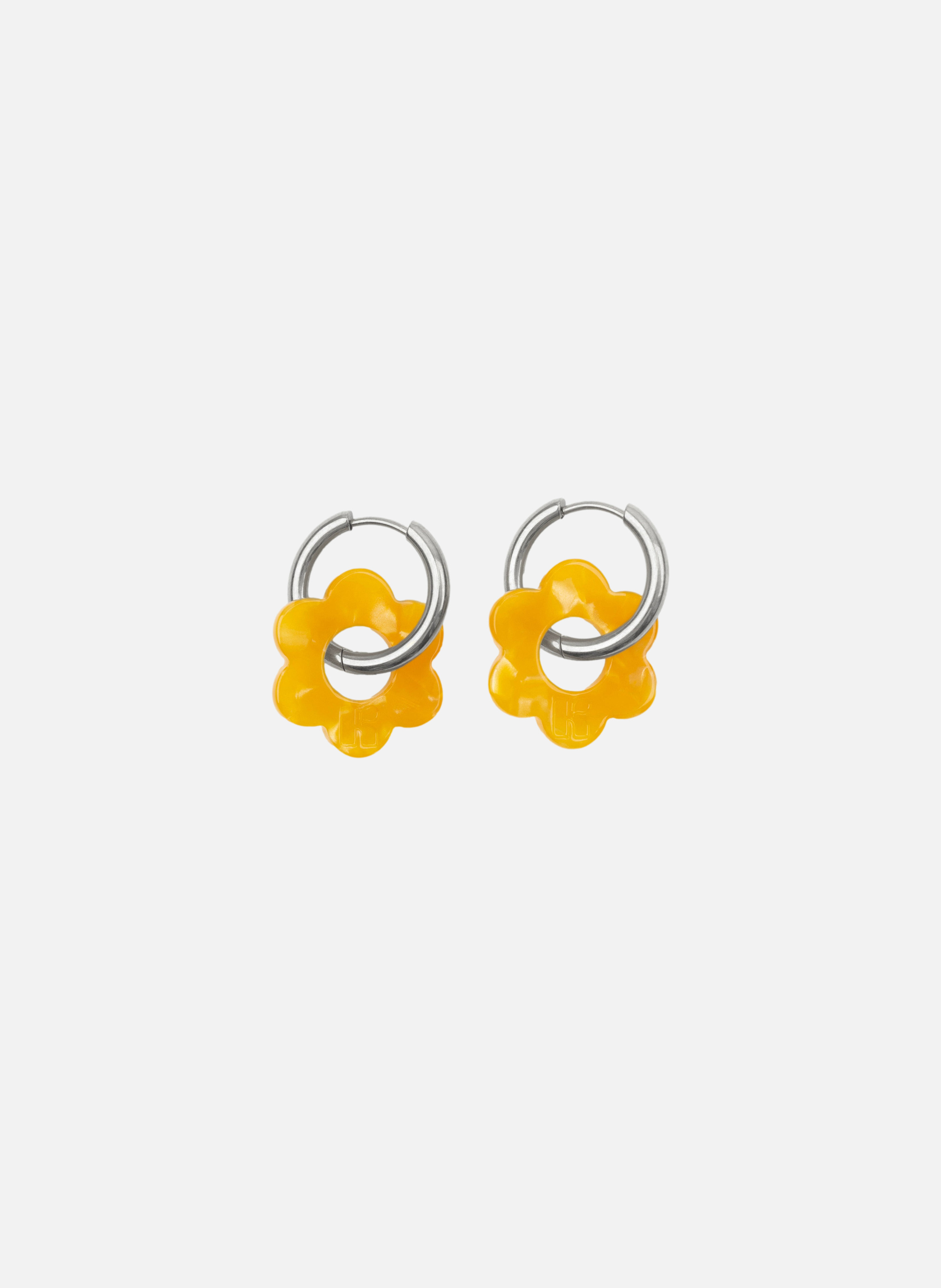 Boucles d'oreilles Baby Fleurette avec anneaux en acier inoxydable argenté  Abricot