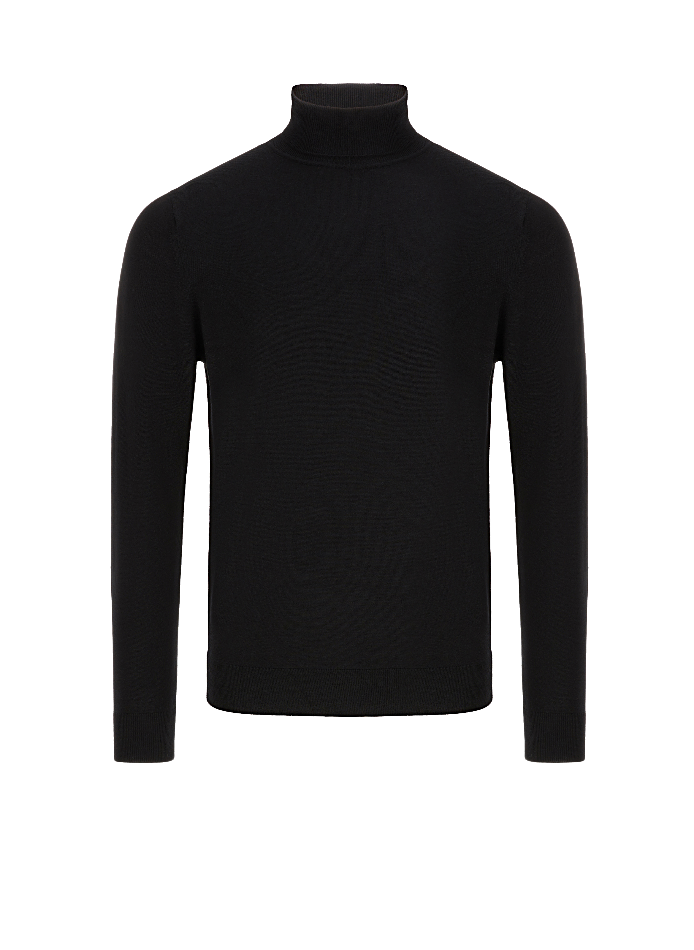 Pull fin col roulé en laine mérinos