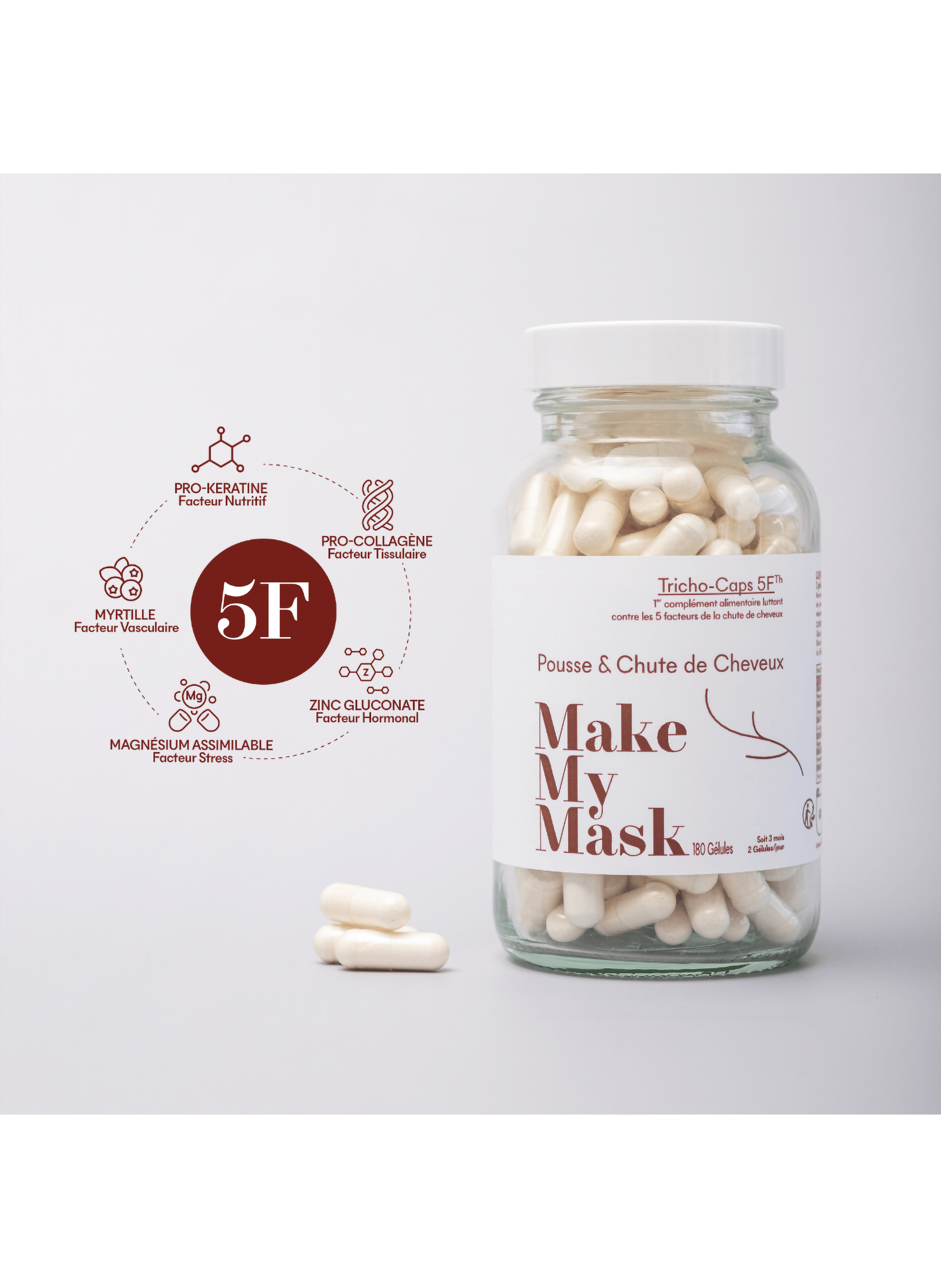 Dietary Supplements - Fighting against the 5 factors of Hair Loss MAKE MY MASK No color