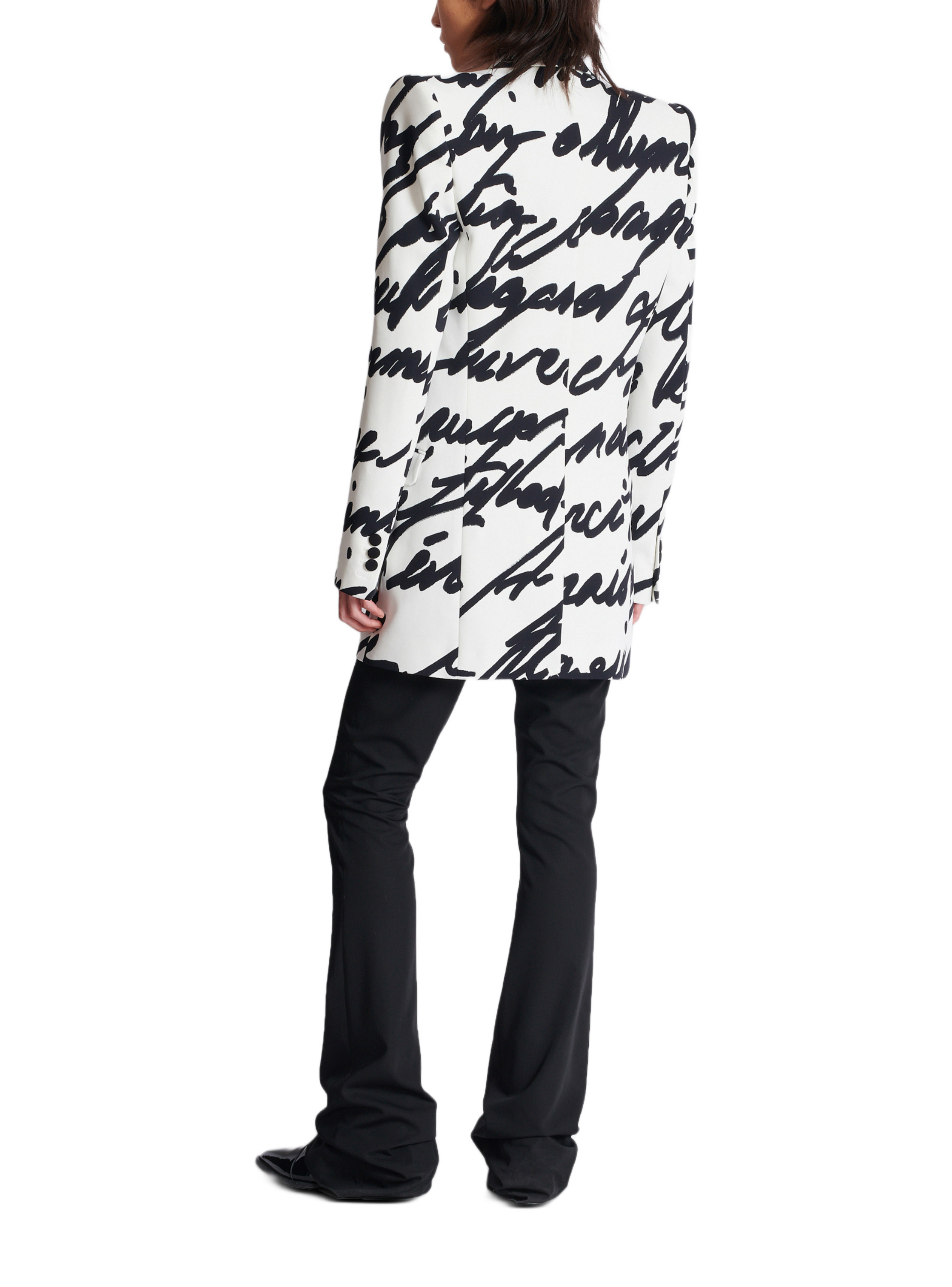 Veste en crêpe imprimé « lettre d'amour » BALMAIN Blanc