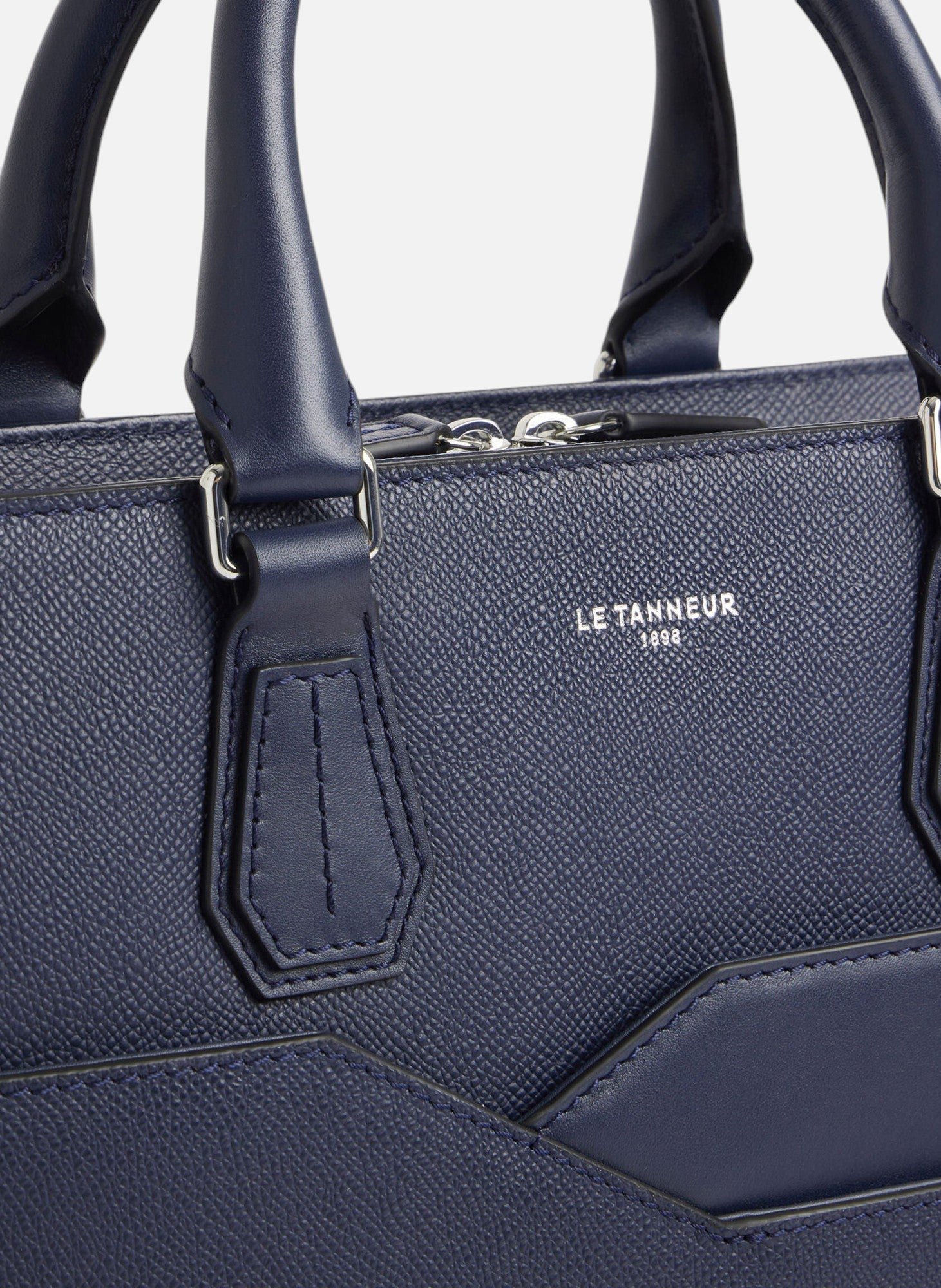 Porte documents 15" gaston en cuir grain croisé LE TANNEUR Bleu