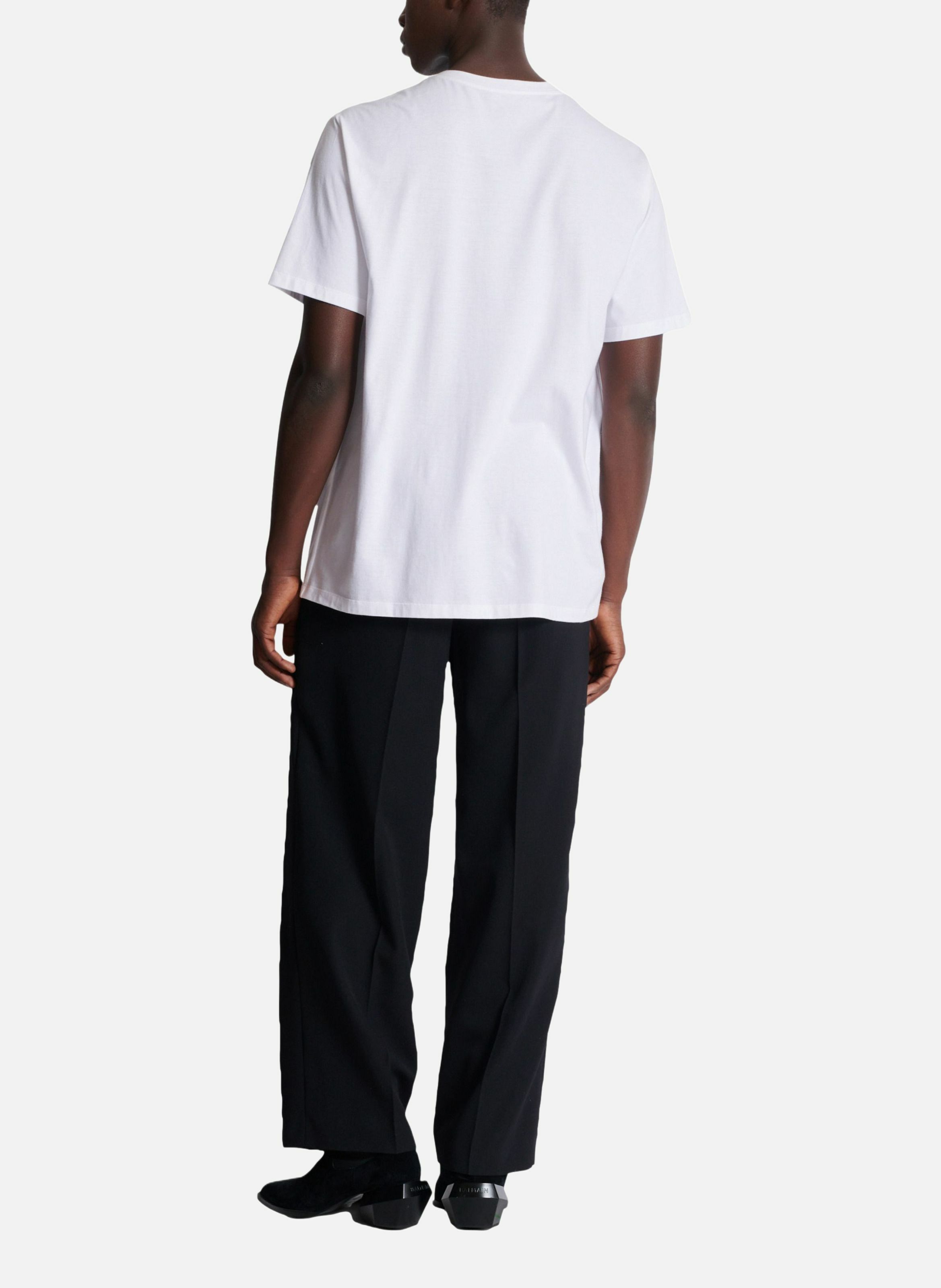 T-shirt brodé balmain lettre BALMAIN Blanc