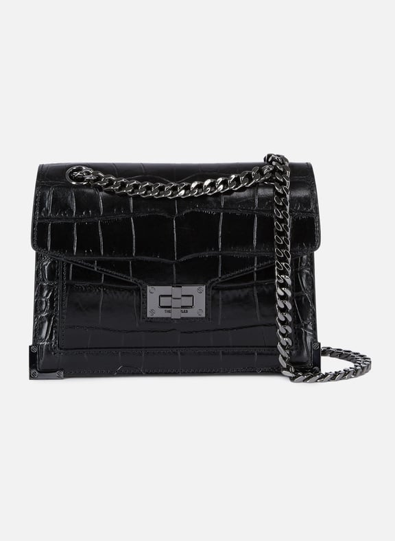 Sac emily small chaîne cuir embossé Noir by THE KOOPLES THE KOOPLES Sac emily small chaîne cuir embossé Noir