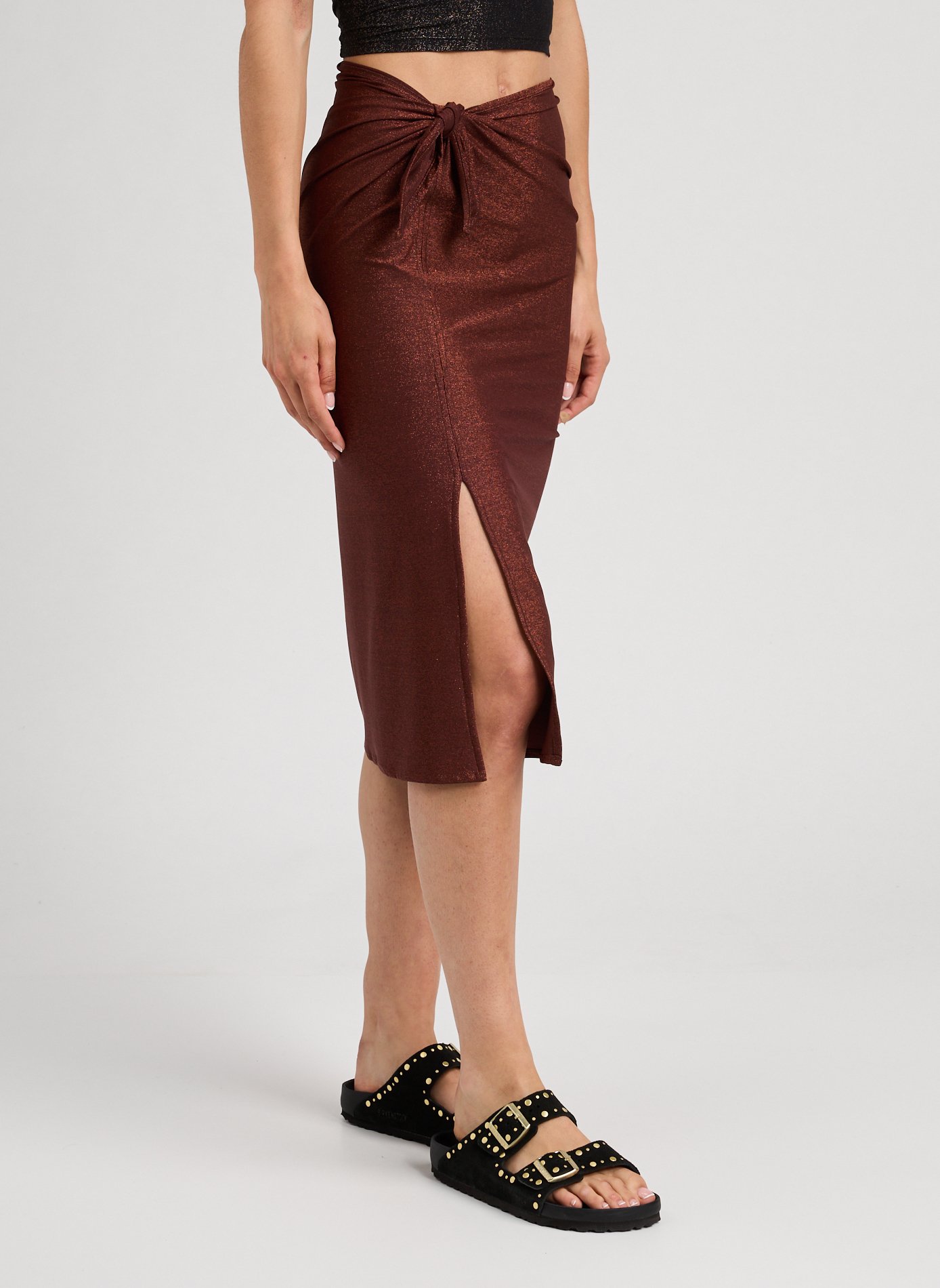 Long pareo with sequins LA NOUVELLE Brown