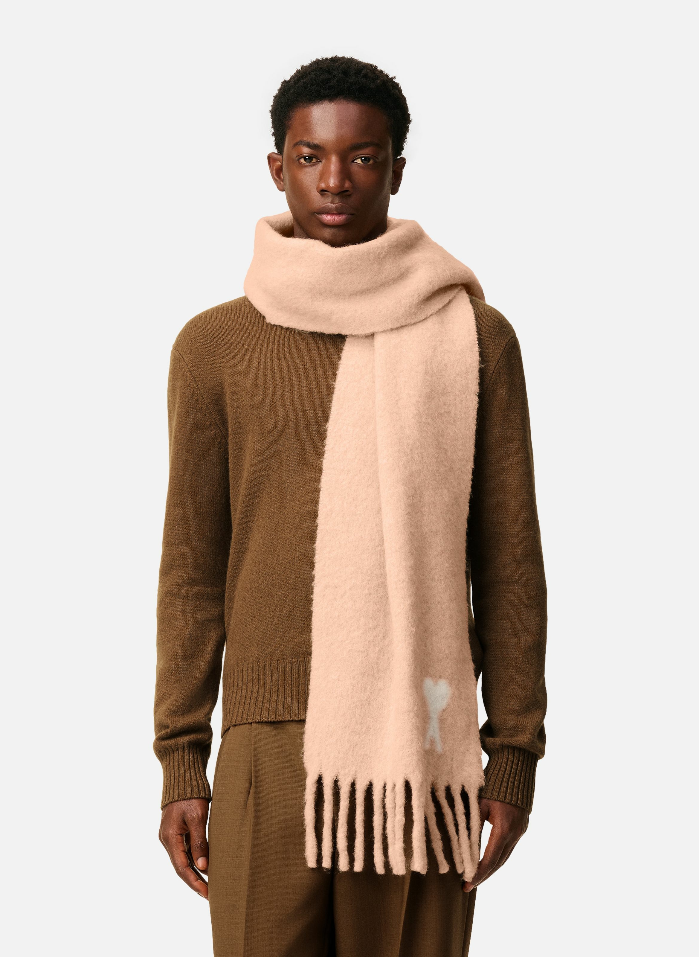 Echarpe ami de coeur en alpaga unisexe AMI PARIS Rose