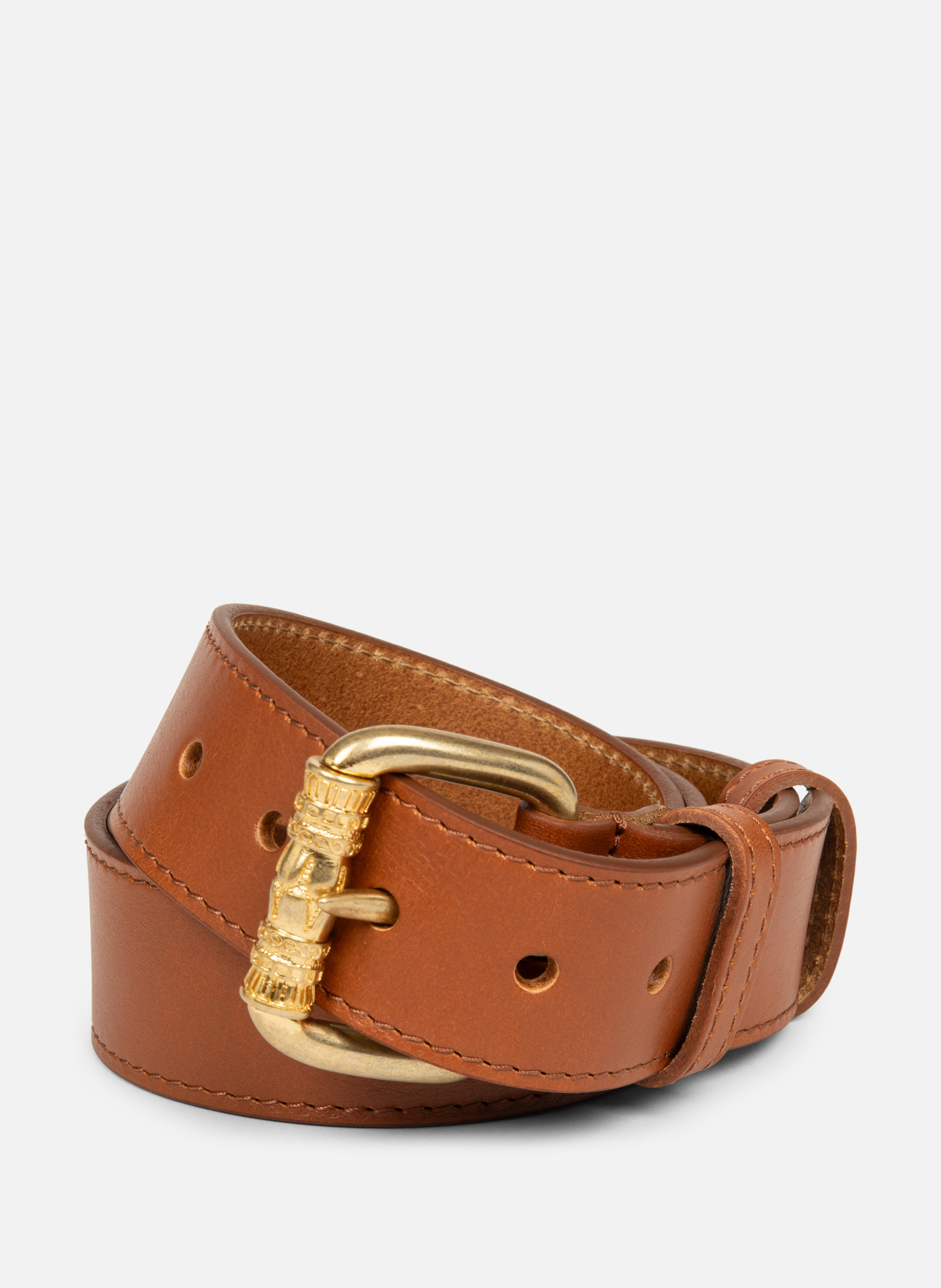 M belt - Ceinture Cuir Lisse Femme LANCASTER Brown