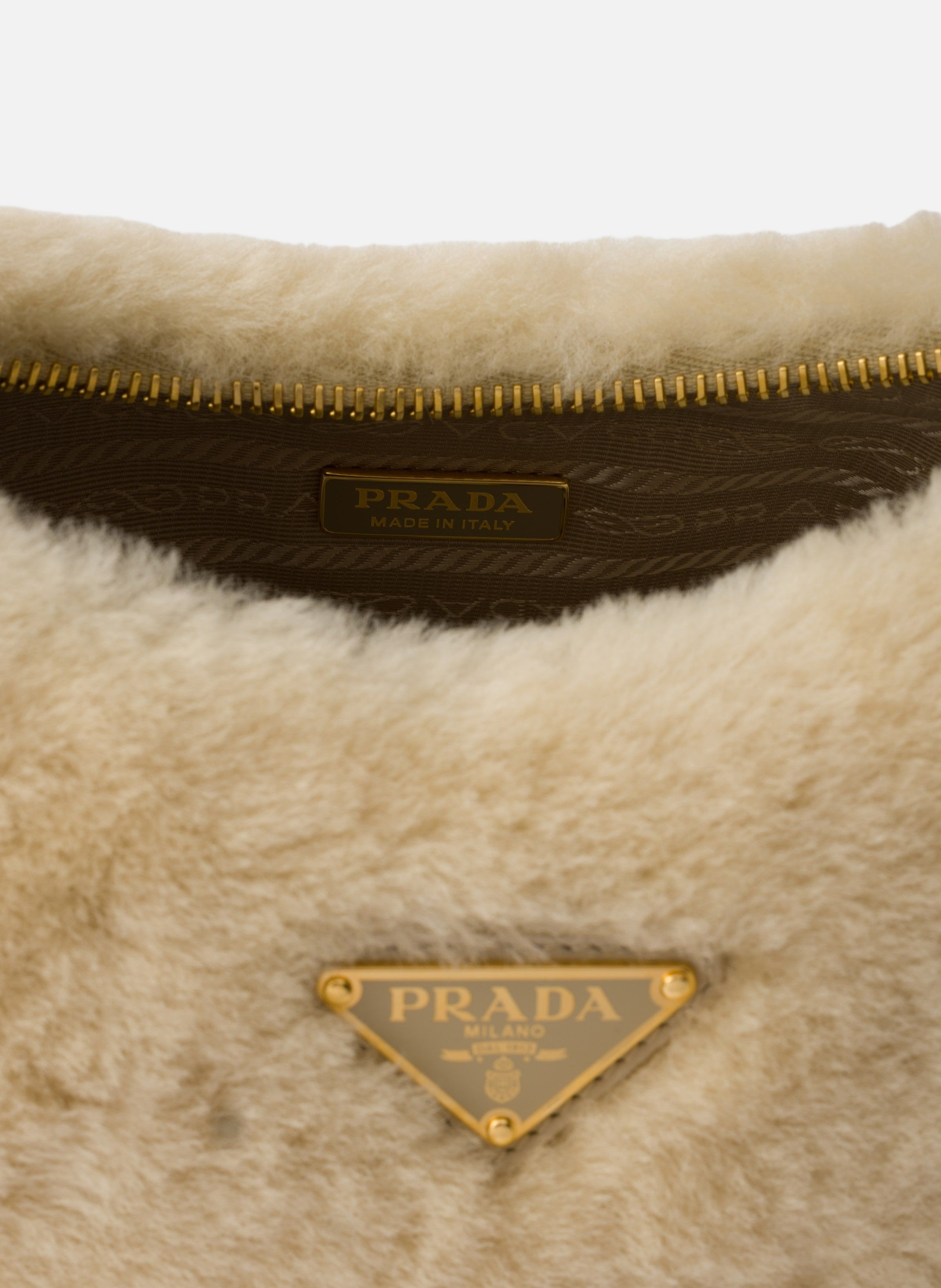 Mini sac en peau de mouton PRADA Beige