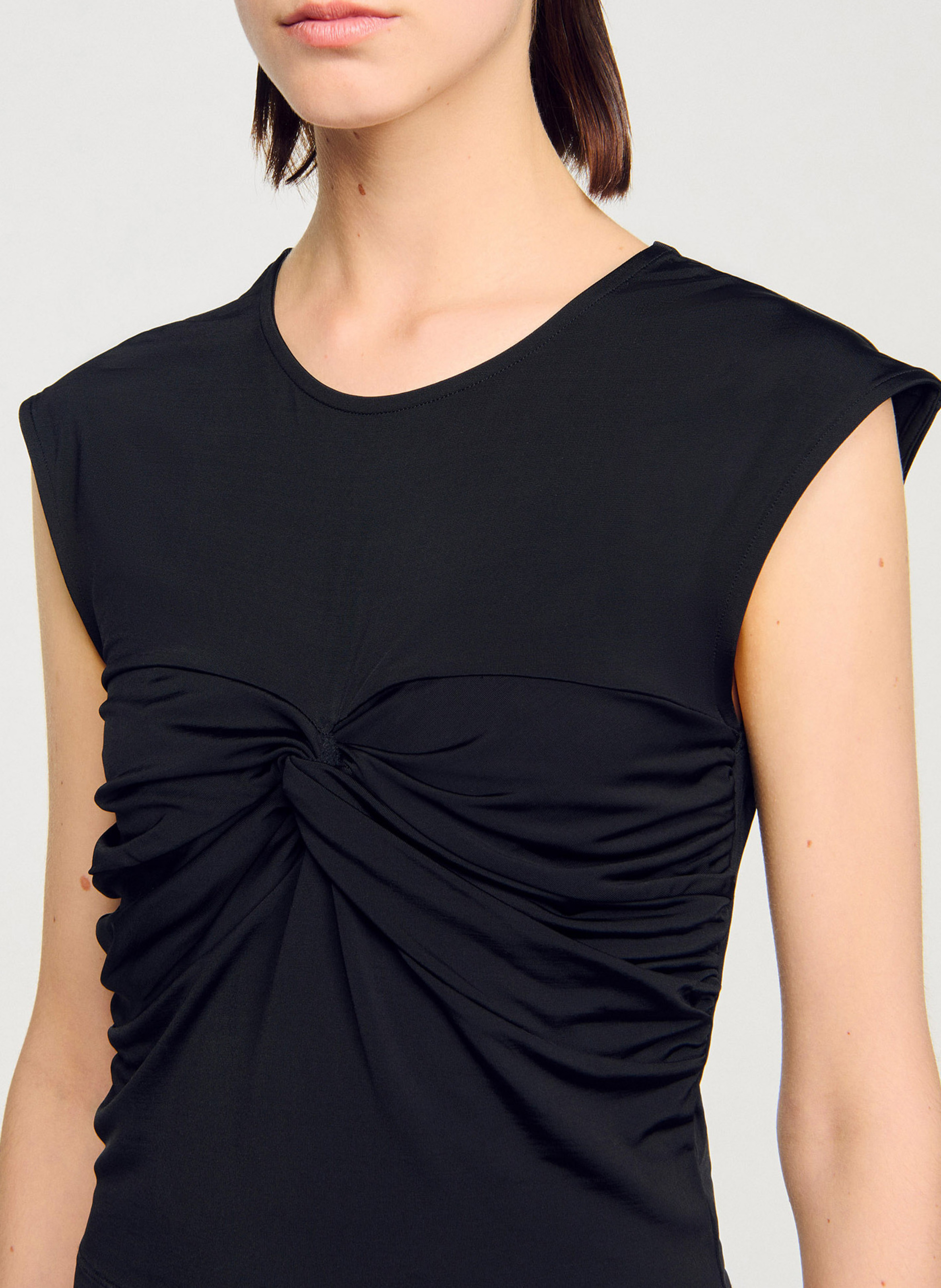 Tee-shirt ajusté drapé SANDRO Noir