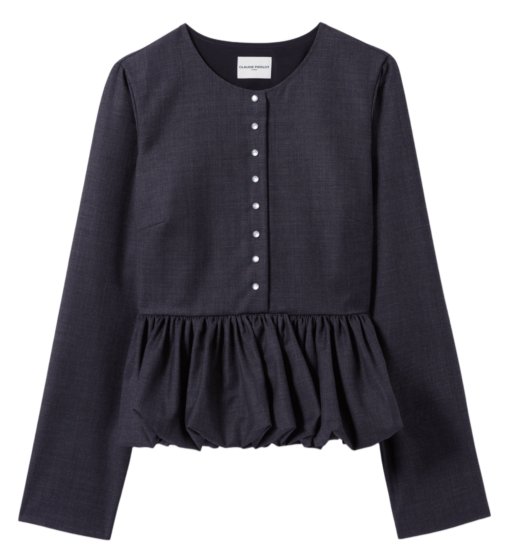 Top manches longues boutonné uni berenice CLAUDIE PIERLOT Gris