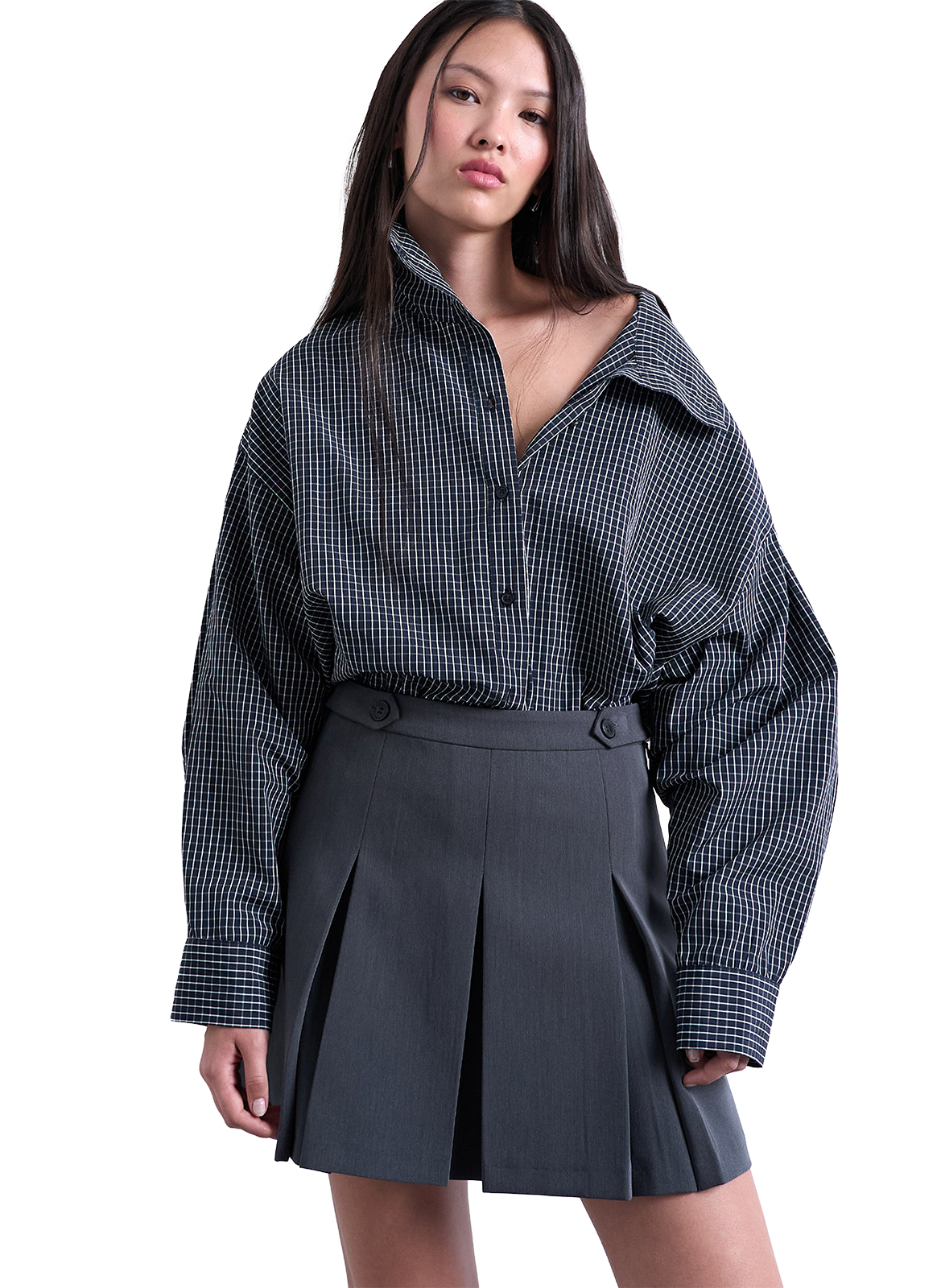 TOPSHOP Pleated Mini Skirt Tstalia Grey