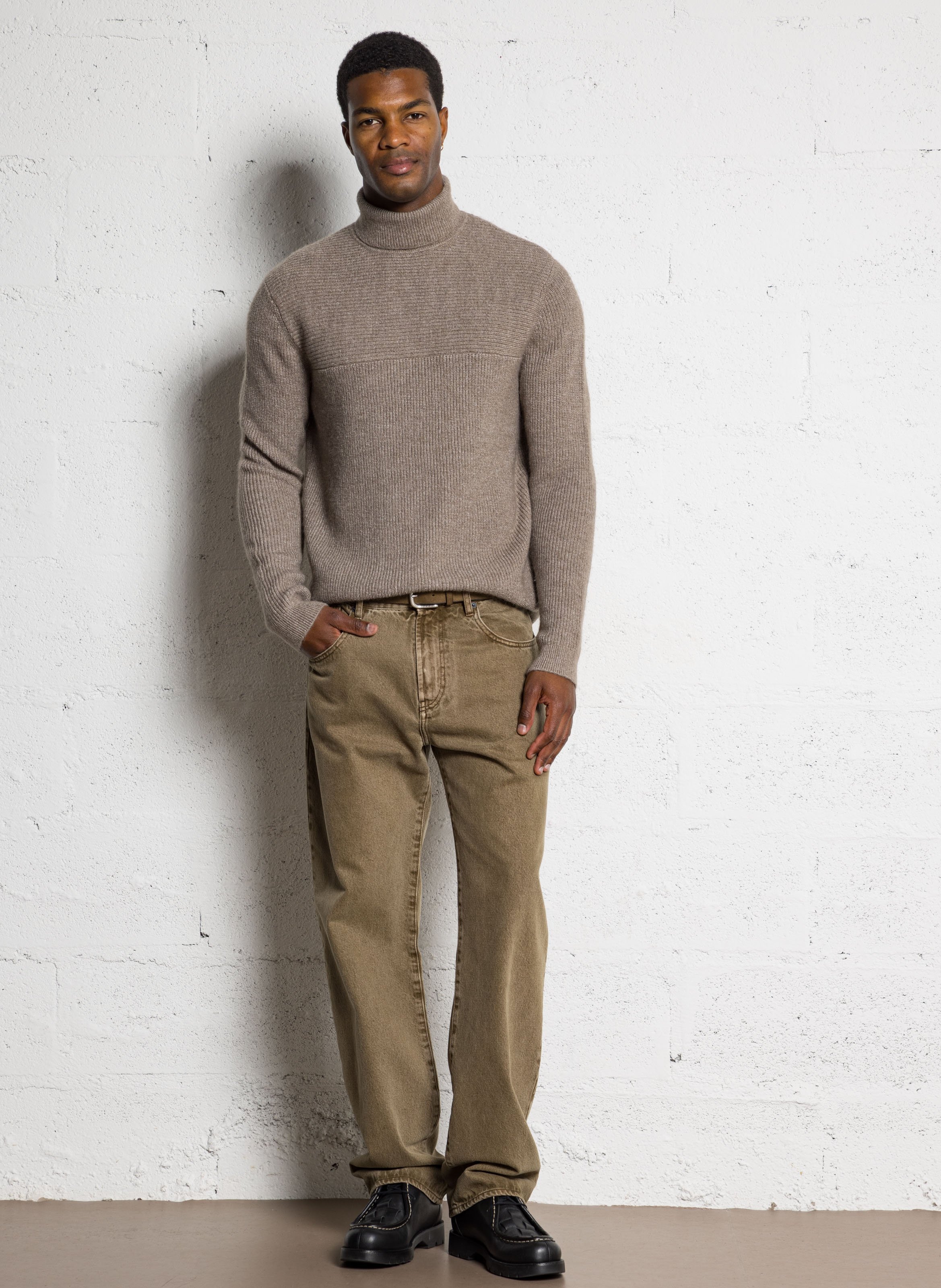 Pull col roulé droit IKKS Marron