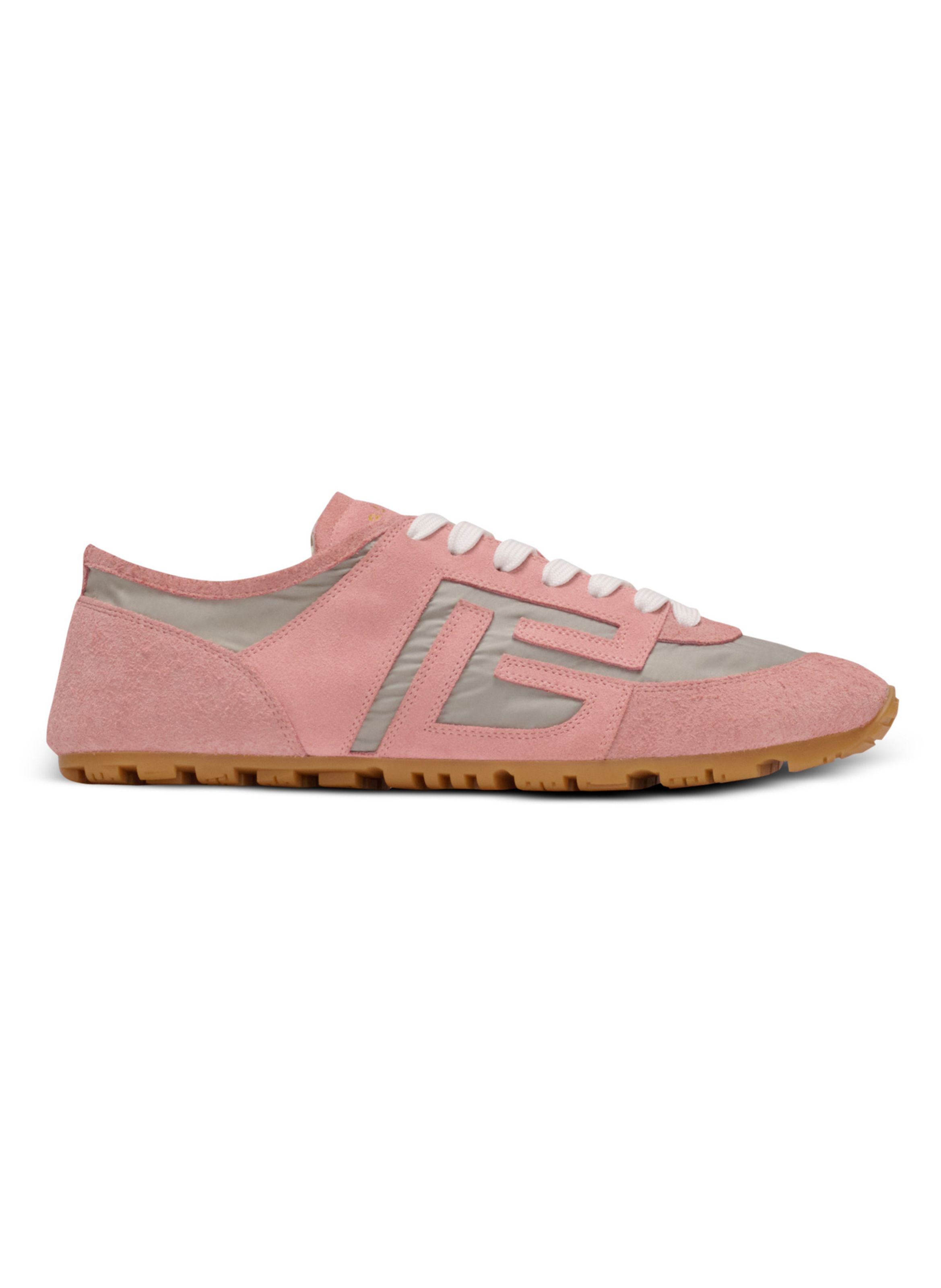 Baskets racer 45 en daim et nylon BALMAIN Rose