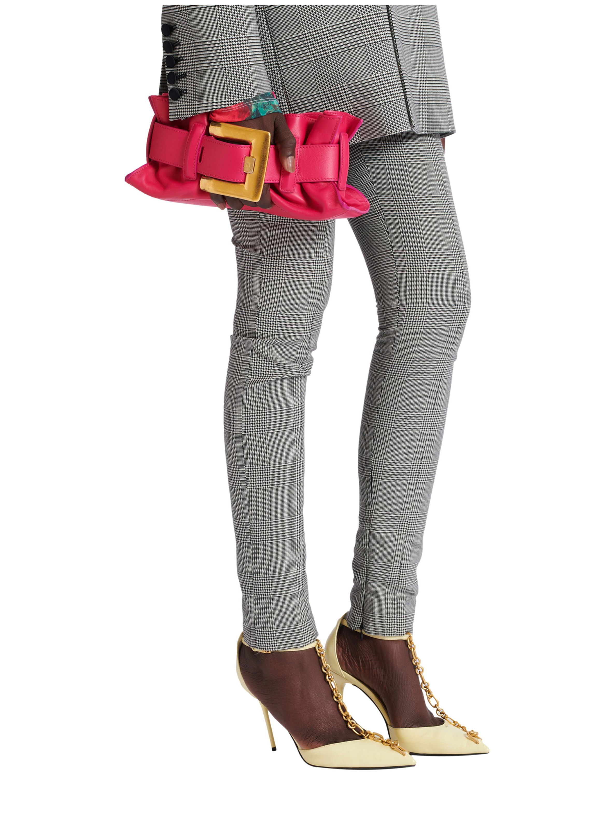 Sac anthem mini shoulder en cuir de veau BALMAIN Rose