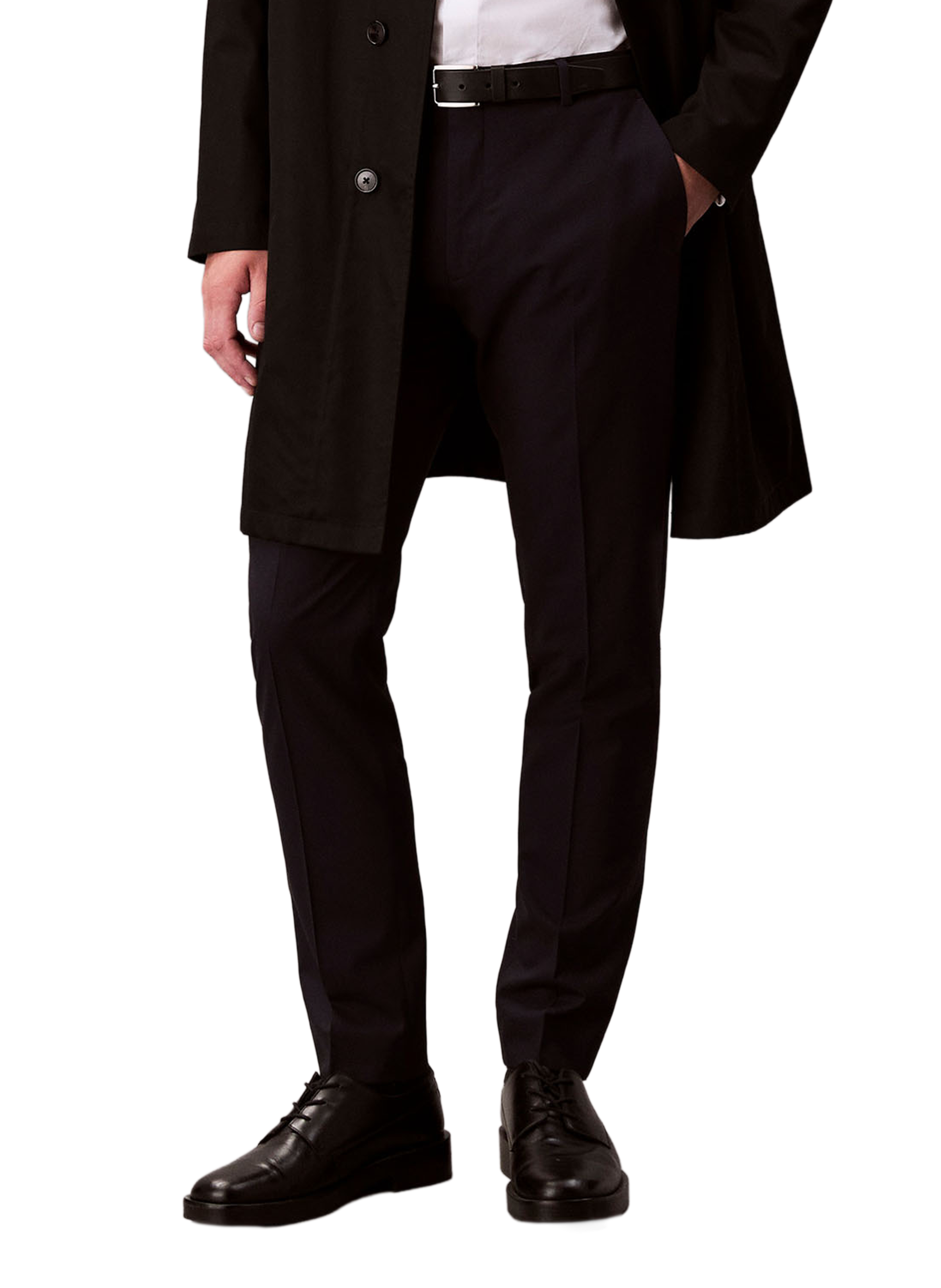 Pantalon droit en laine mélangée CALVIN KLEIN Bleu