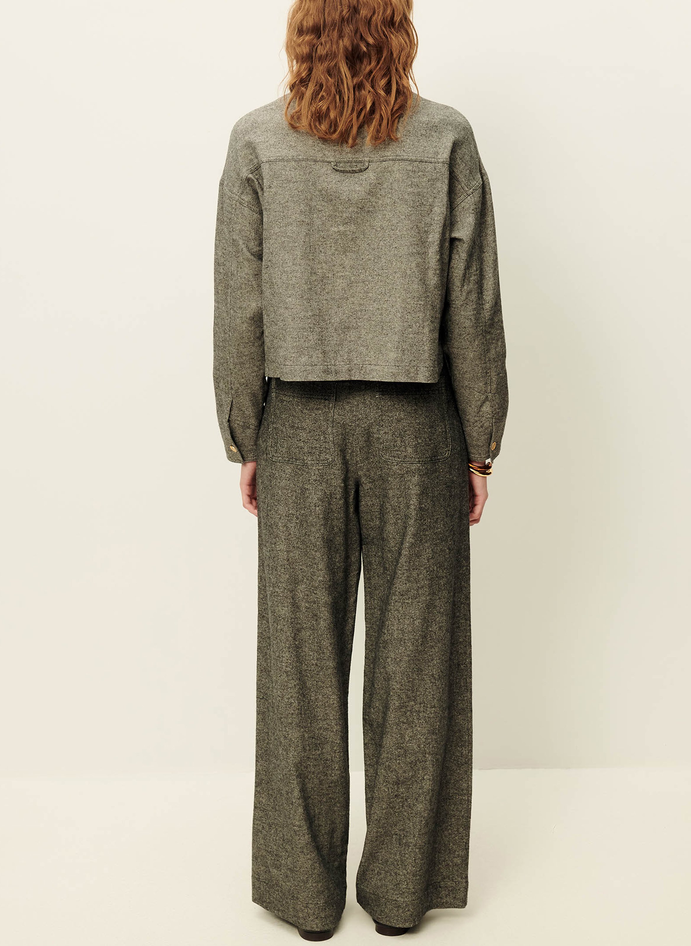 Pantalon évasé taille haute effet chambray manhatti SESSUN Gris