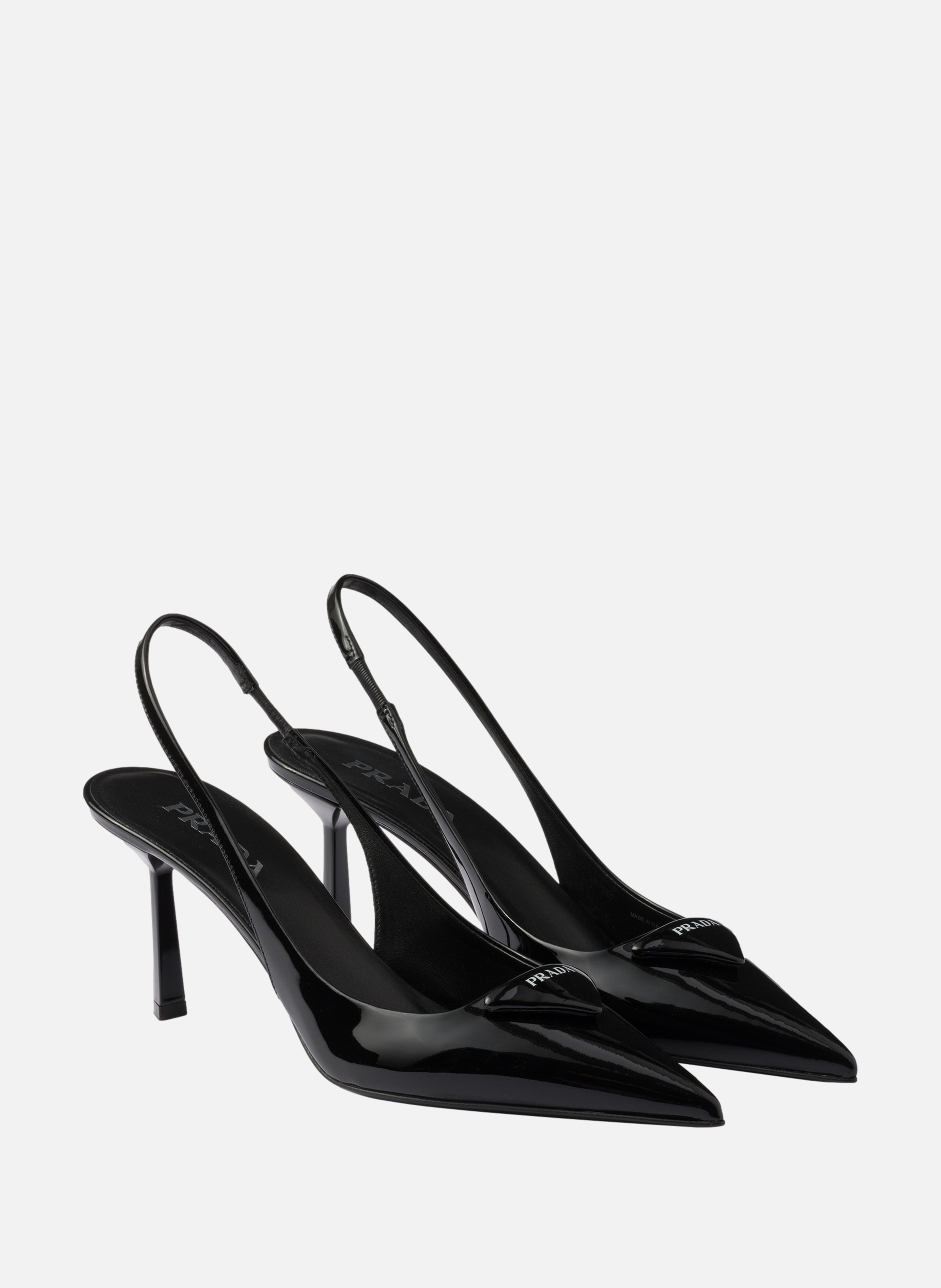 Escarpins à bride arrière en cuir verni PRADA Noir