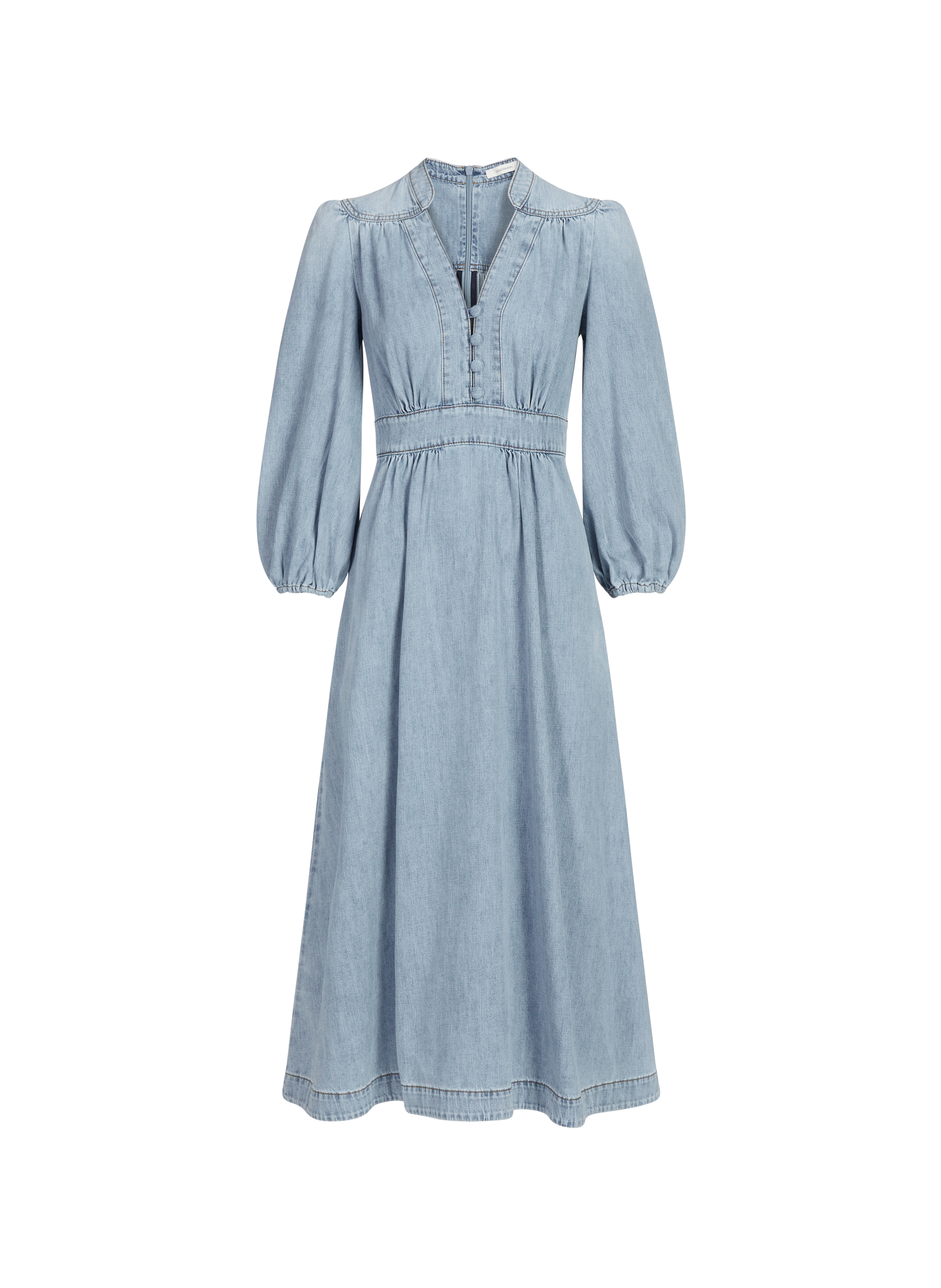 Long cotton V-neck dress ZIMMERMANN Blue