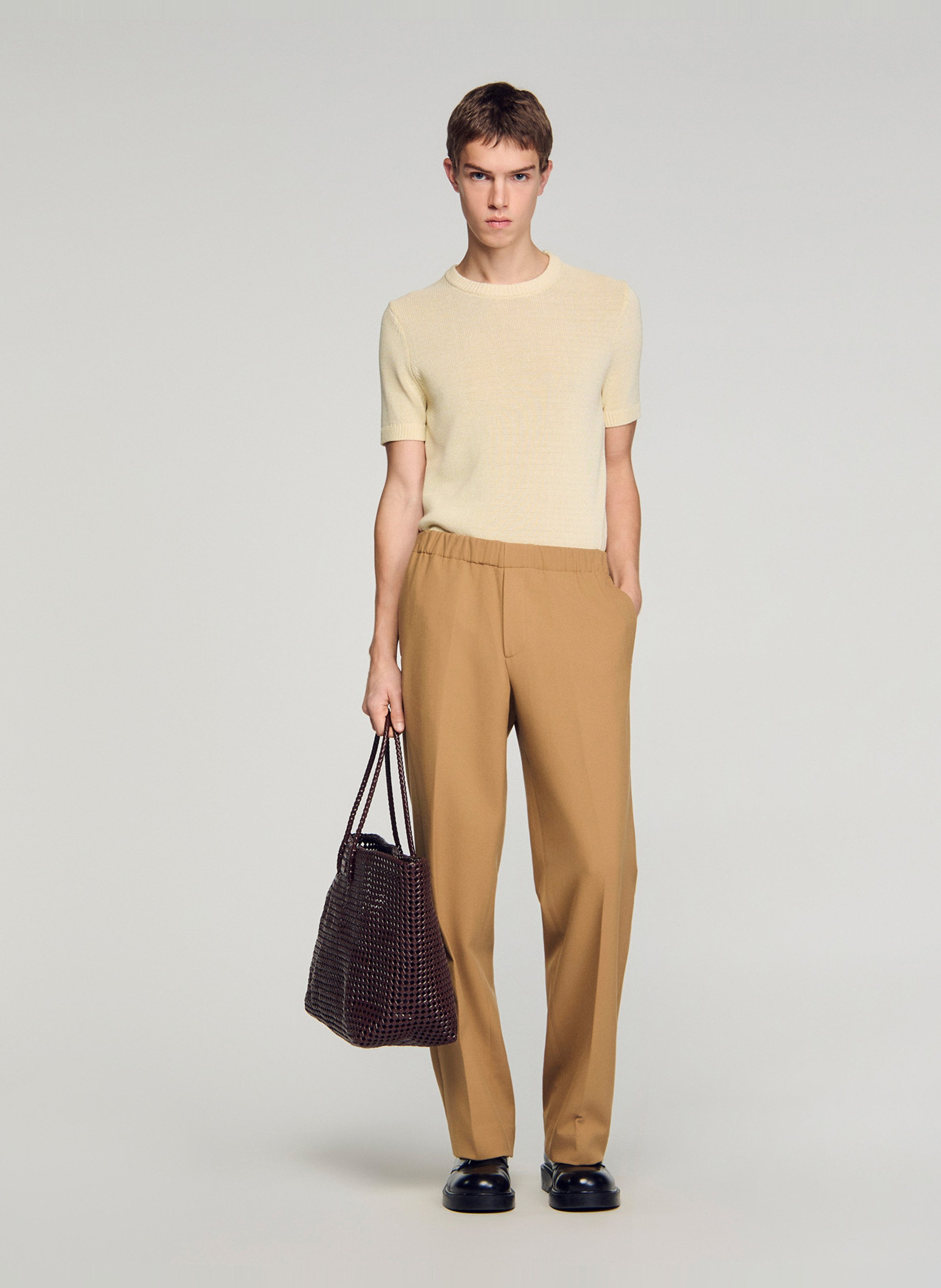 Pantalon large en jersey SANDRO Beige
