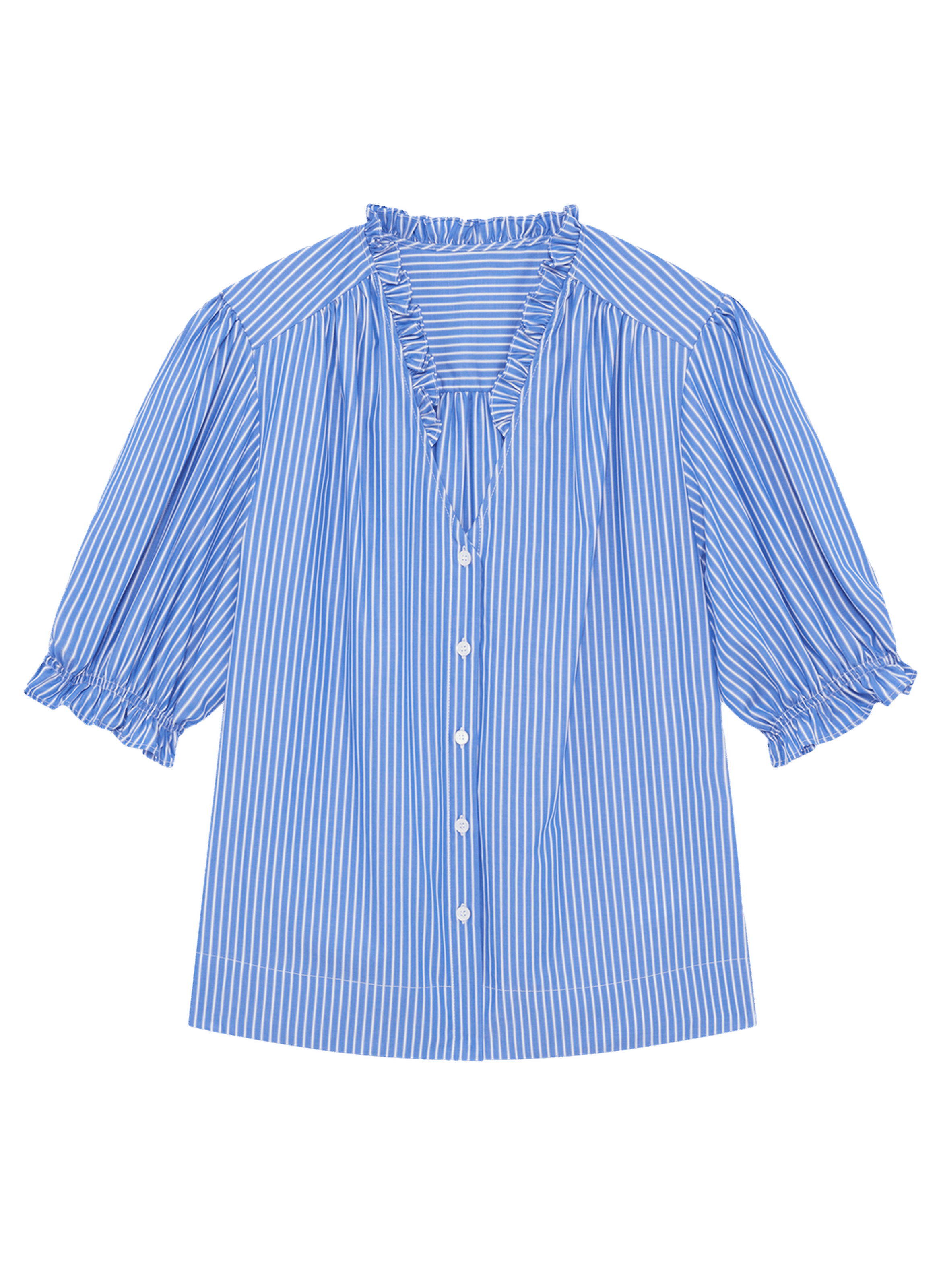 Chemise rayée à volants - colleen PABLO Bleu