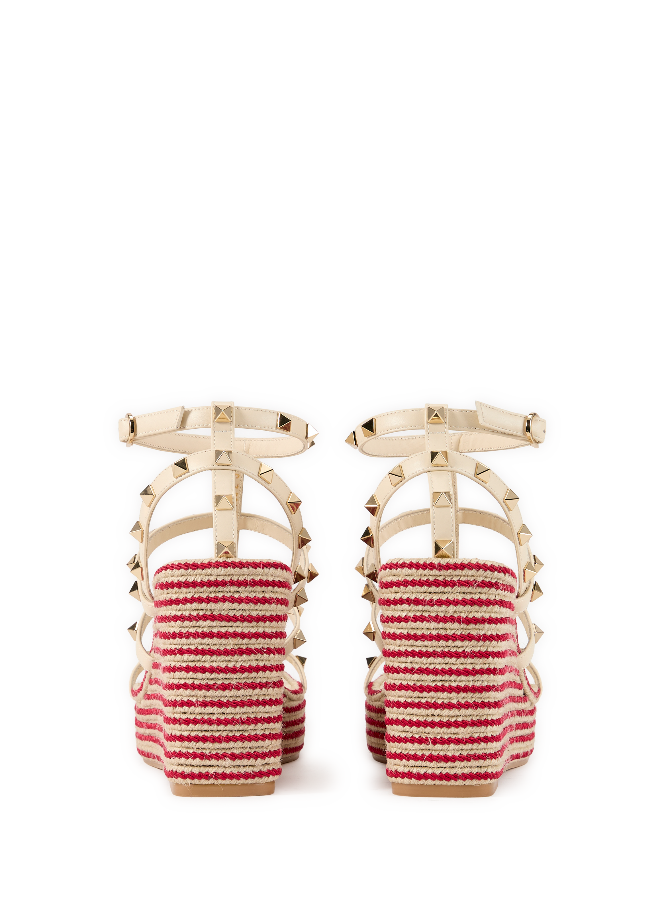 Sandales compensées en cuir de veau VALENTINO Rouge