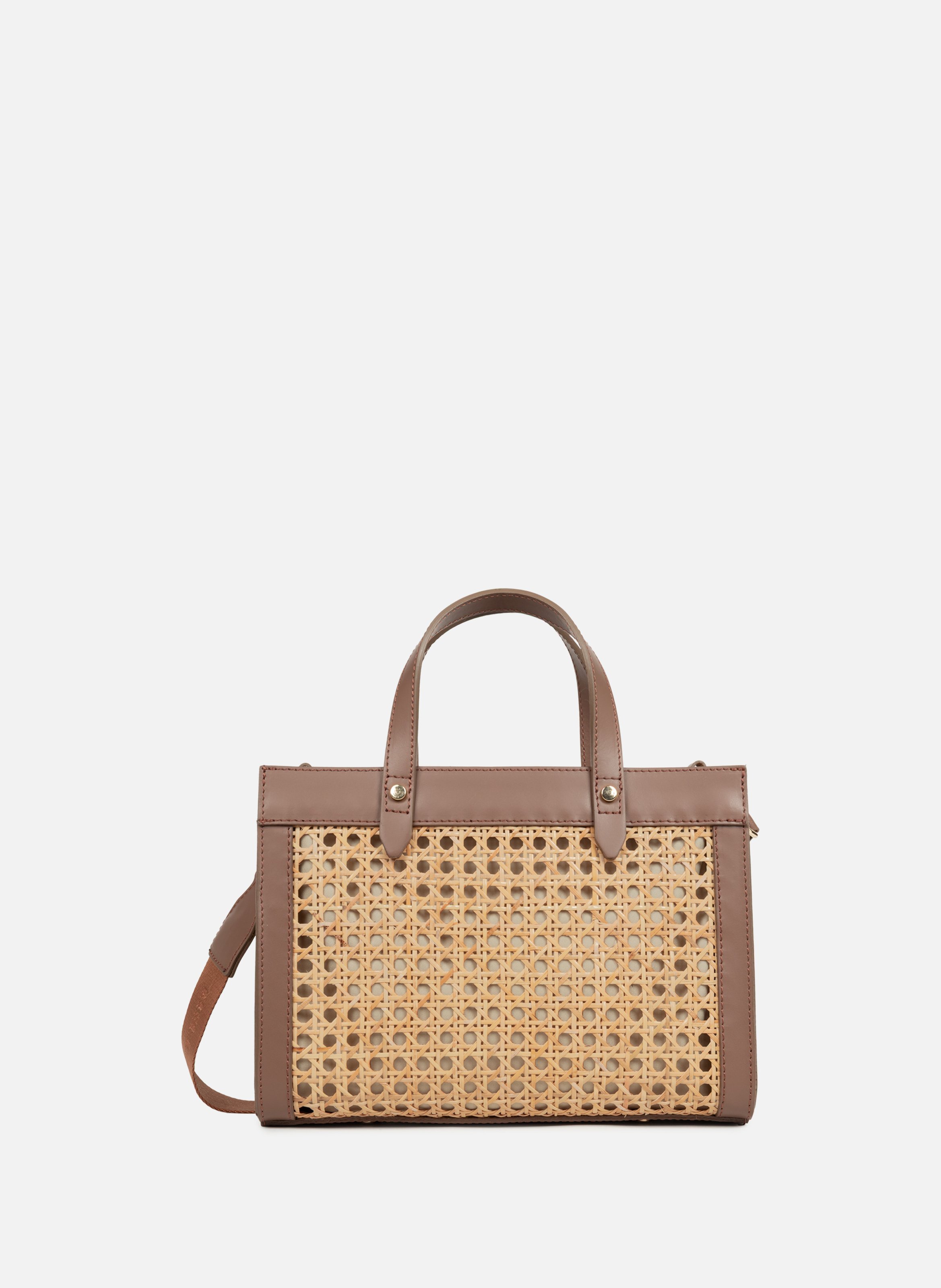 Petit sac cabas main - cannage rotin LANCASTER Marron