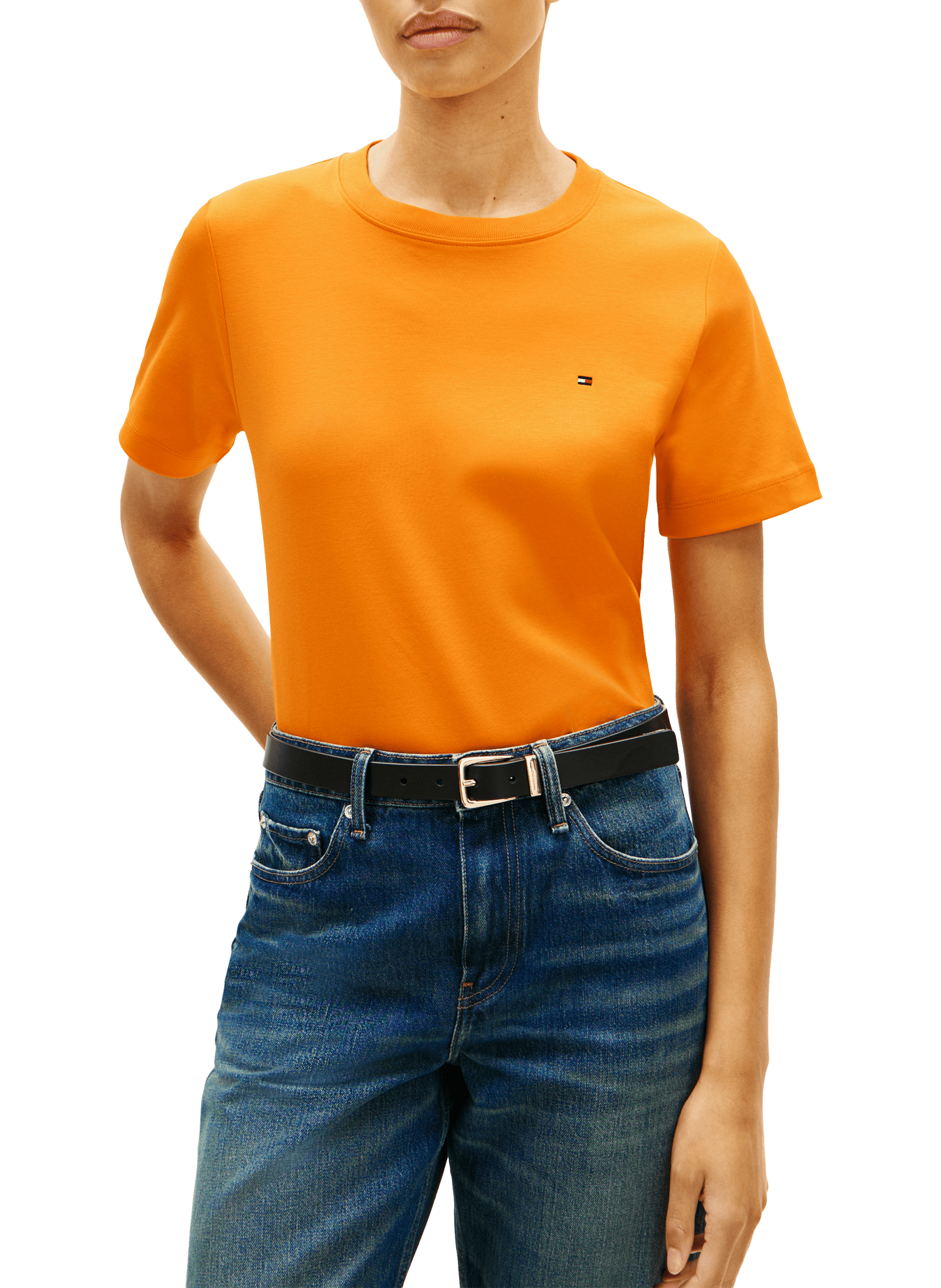 T-shirt uni en coton TOMMY HILFIGER Orange