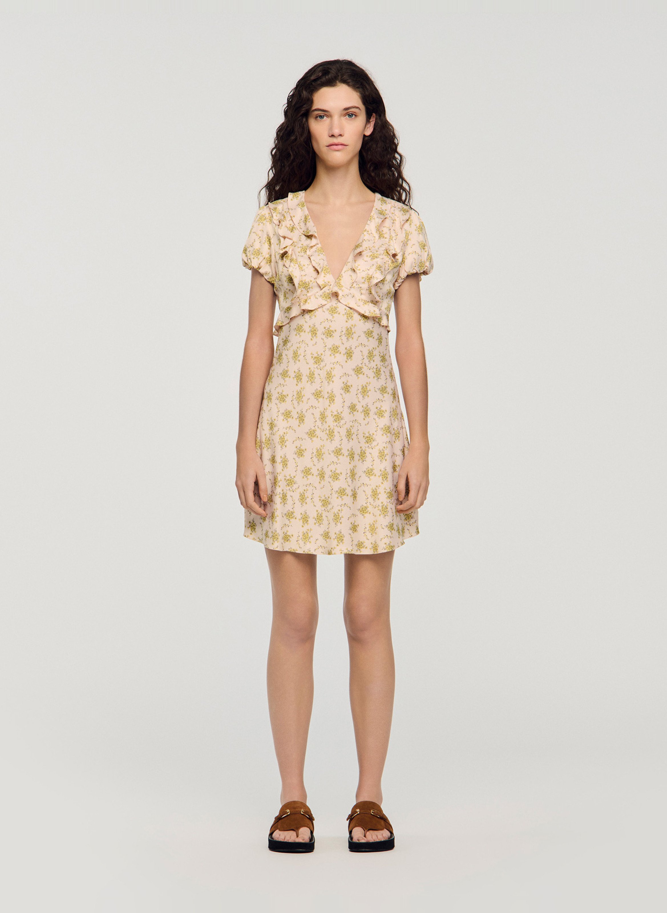 Robe courte à imprimé floral SANDRO Rose