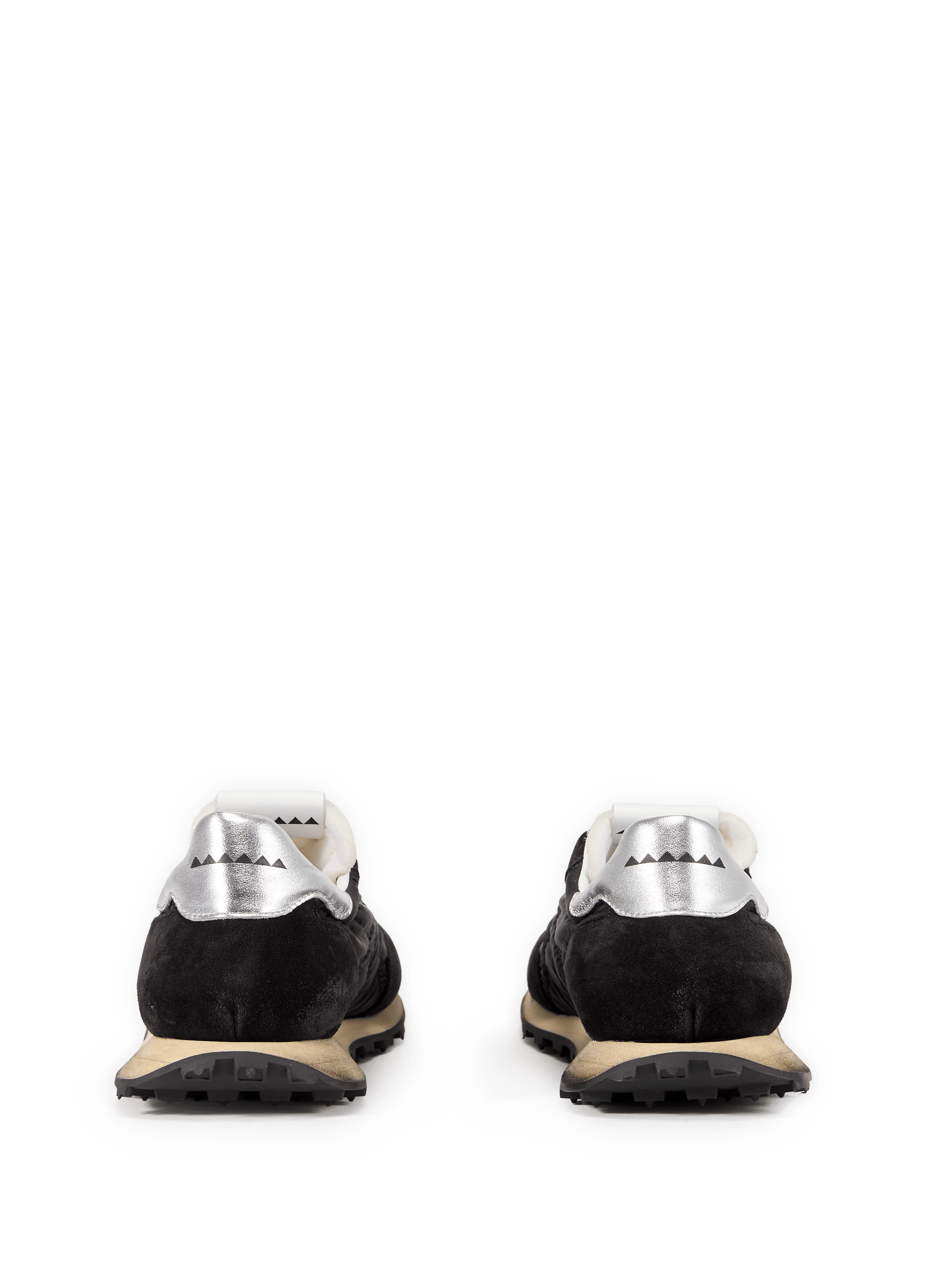 Quilted mixed leather sneakers RUN OF Black