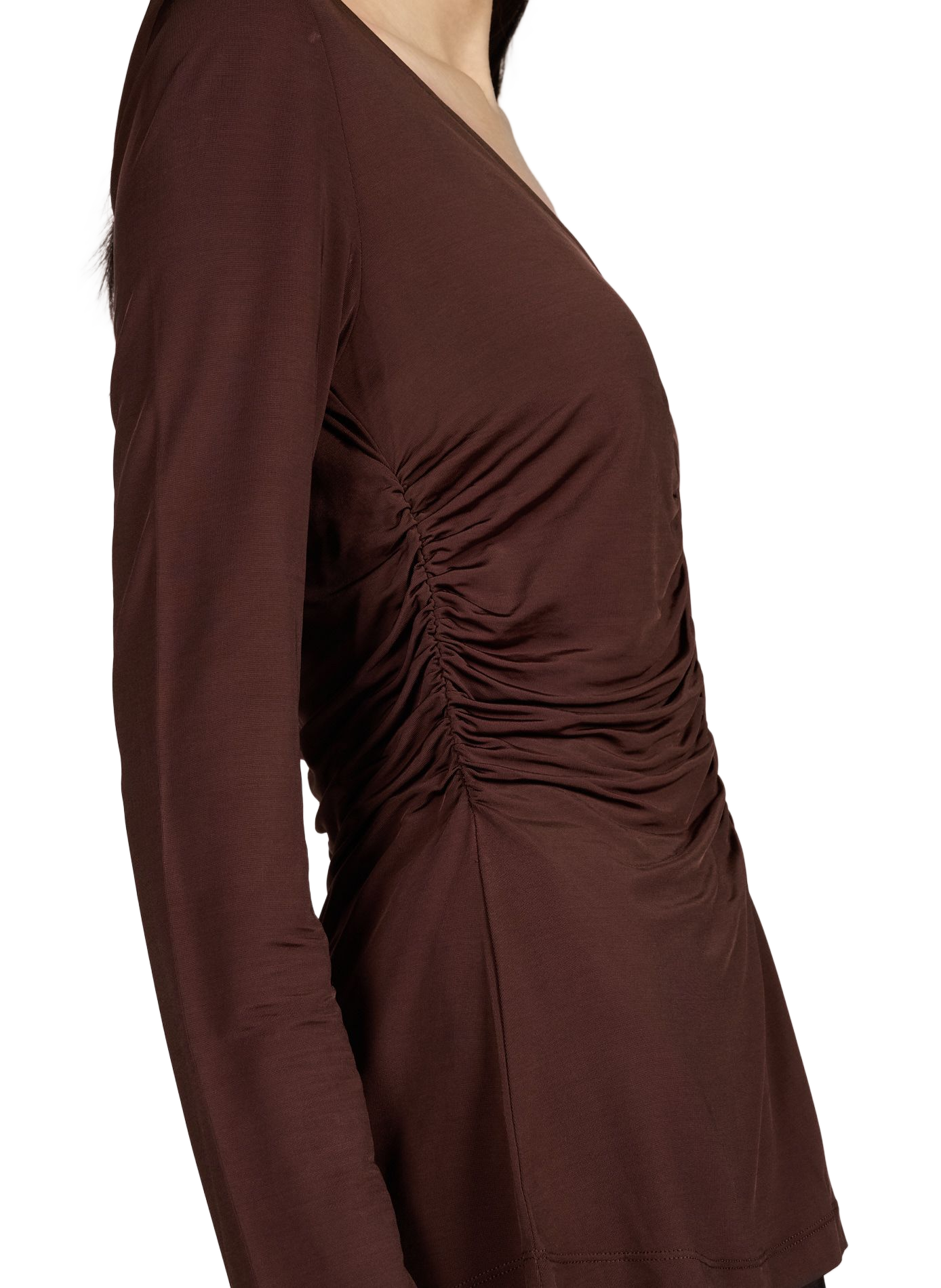 Top drapé à manches longues BAUM UND PFERDGARTEN Marron
