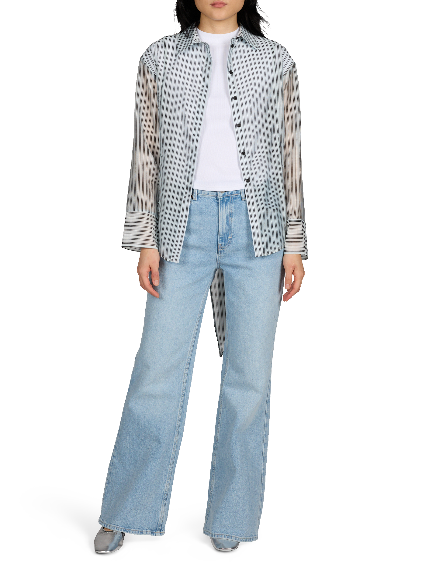 Metallic calfskin leather sling-backs AEYDE Silver