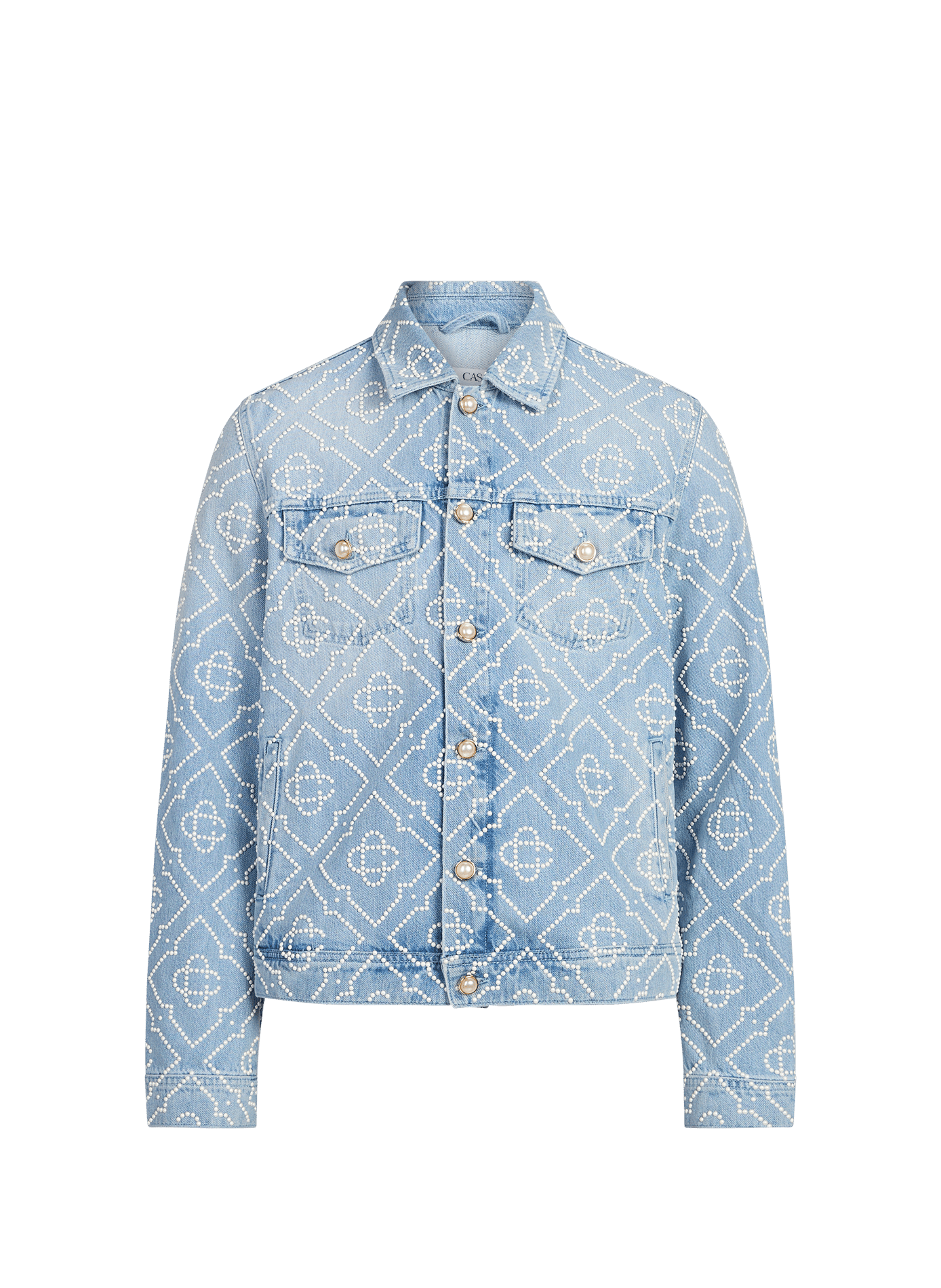 Denim jacket with pearl motifs in cotton CASABLANCA PARIS Blue