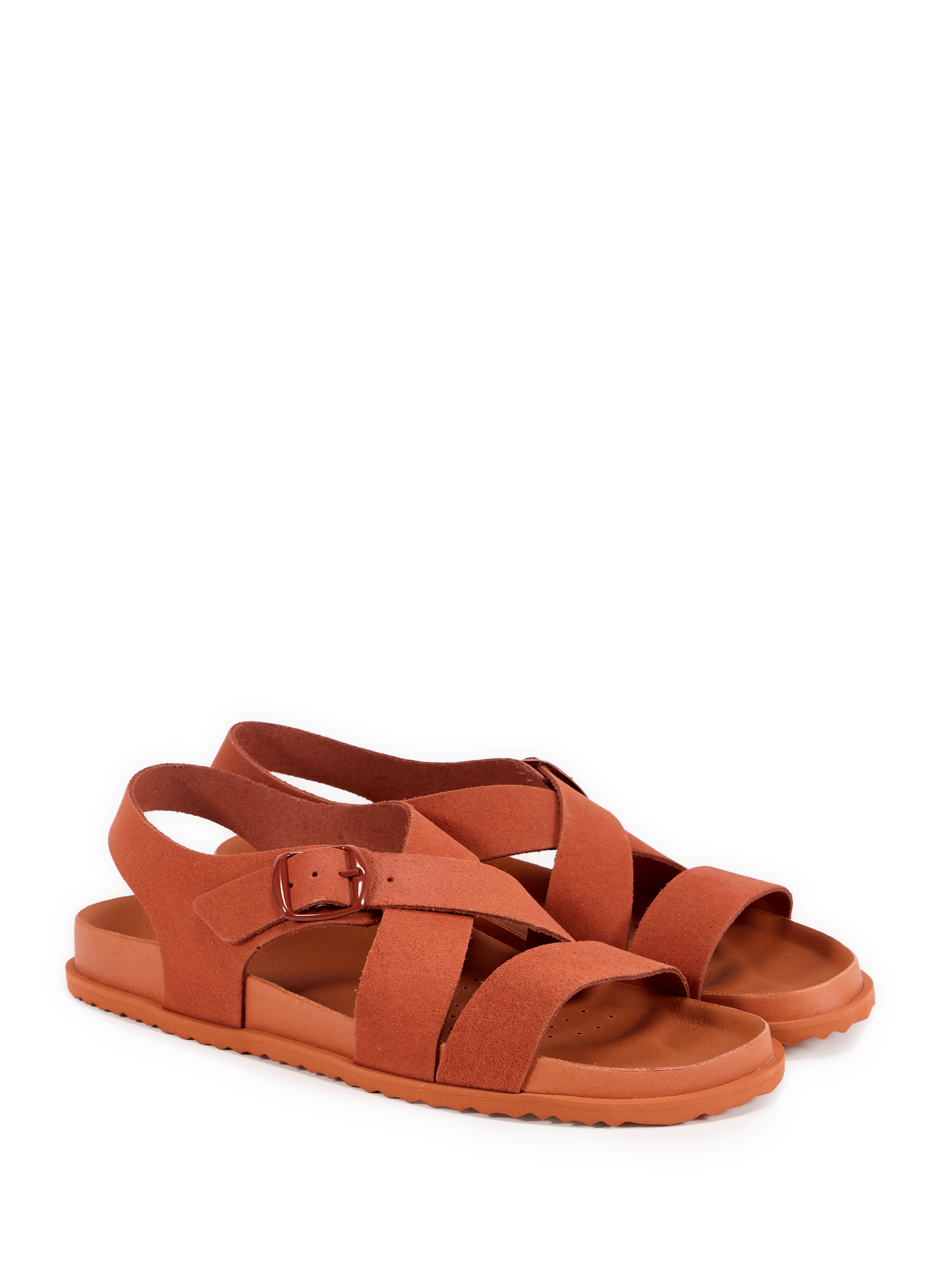 Sandales plates en cuir suédé GEOX Marron