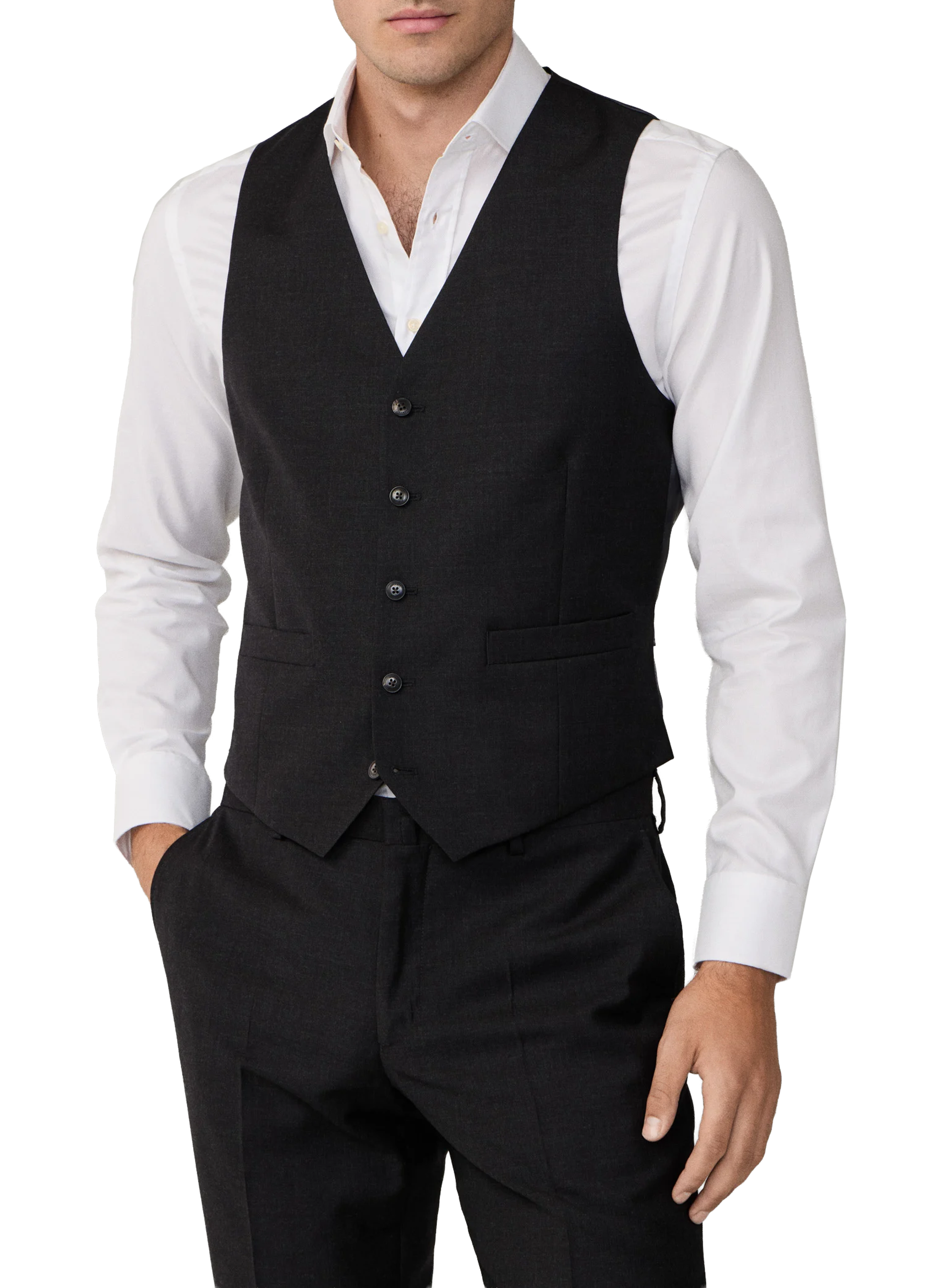 Straight wool vest HACKETT Grey