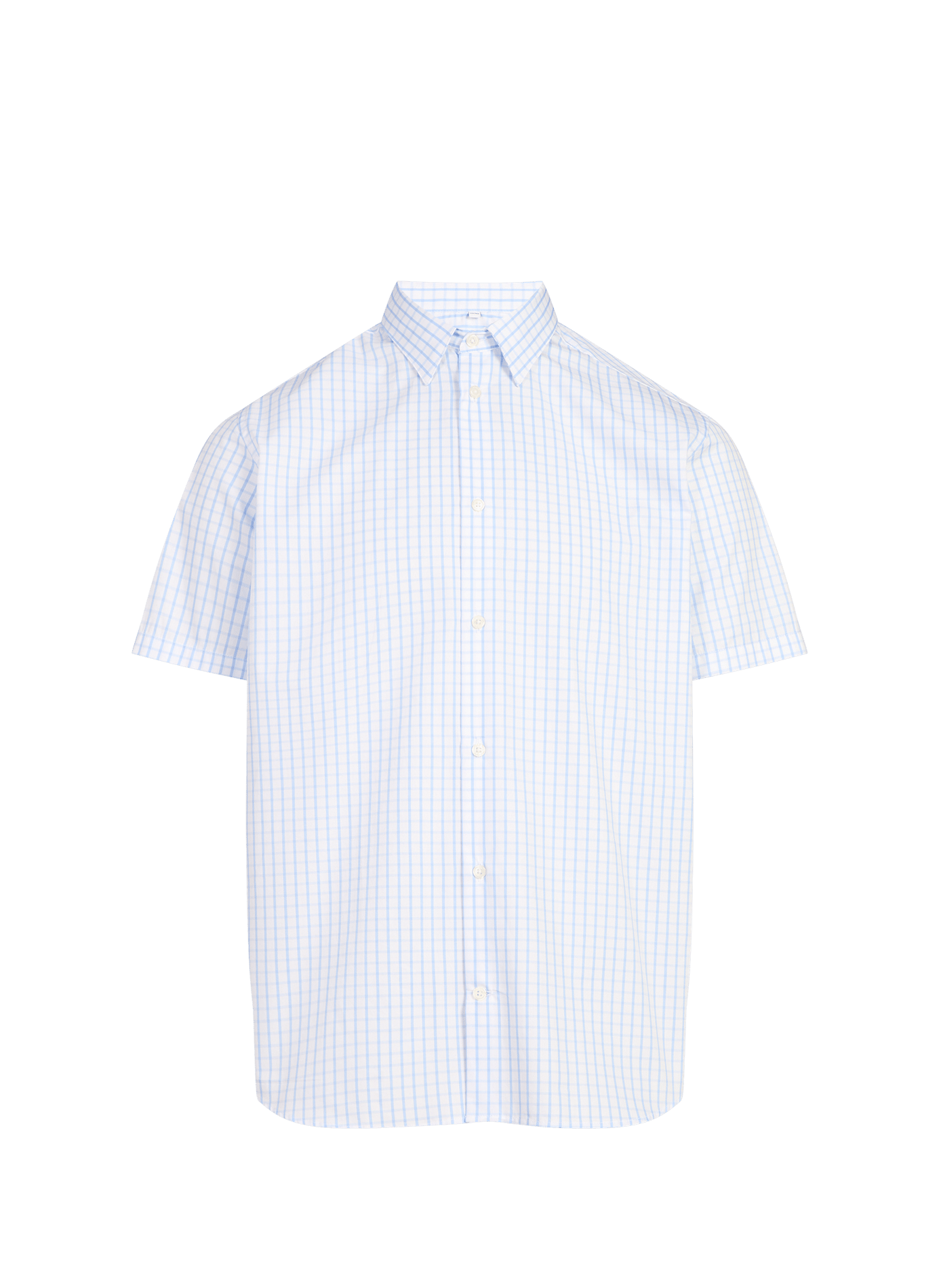 Short-sleeved cotton check shirt AU PRINTEMPS PARIS Blue