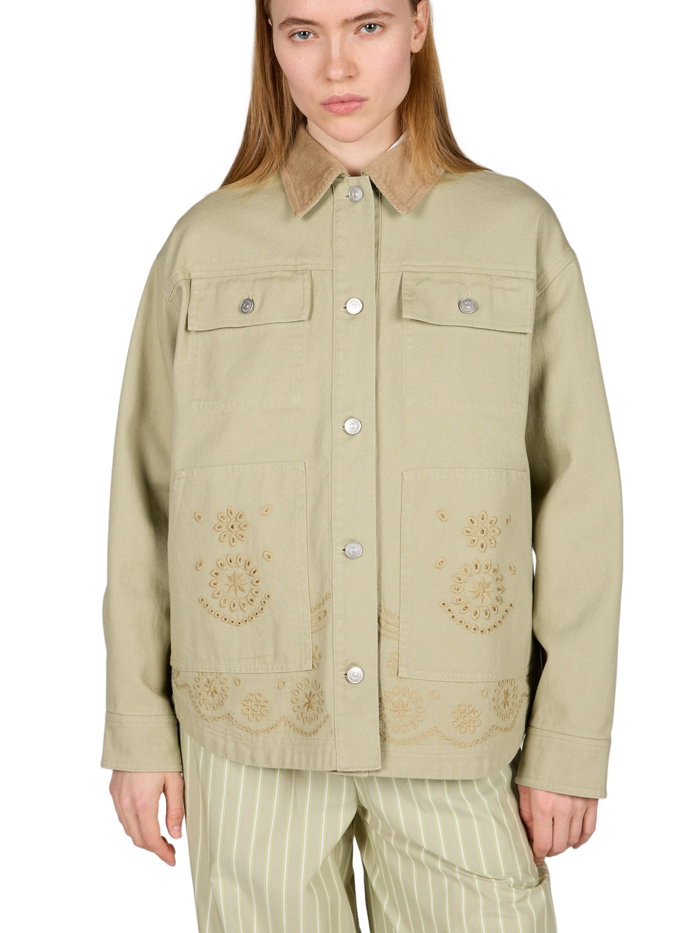 Veste denim ample en coton OBJECT Vert
