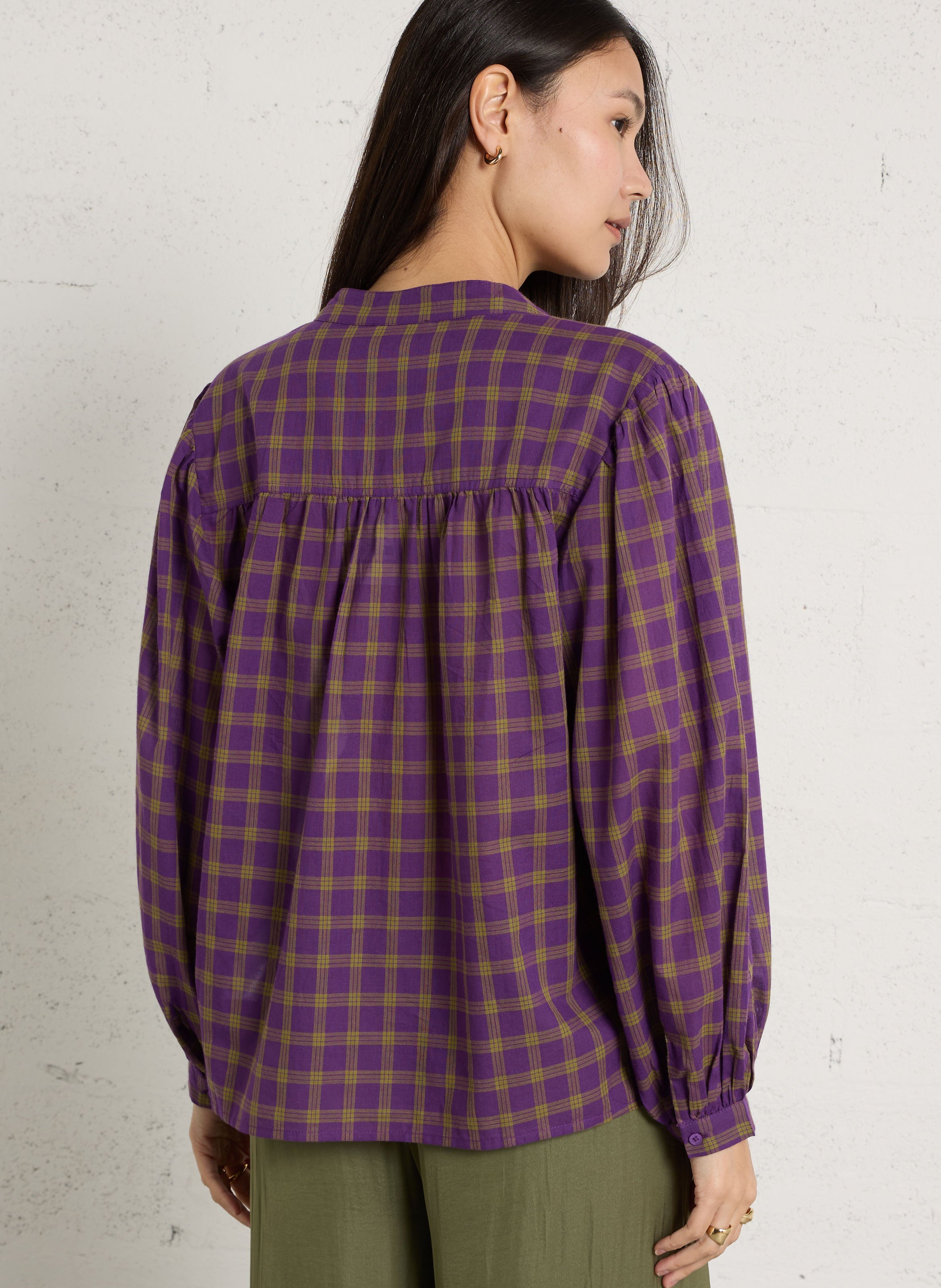 Chemise col rond en coton donatella MAISON 123 Violet
