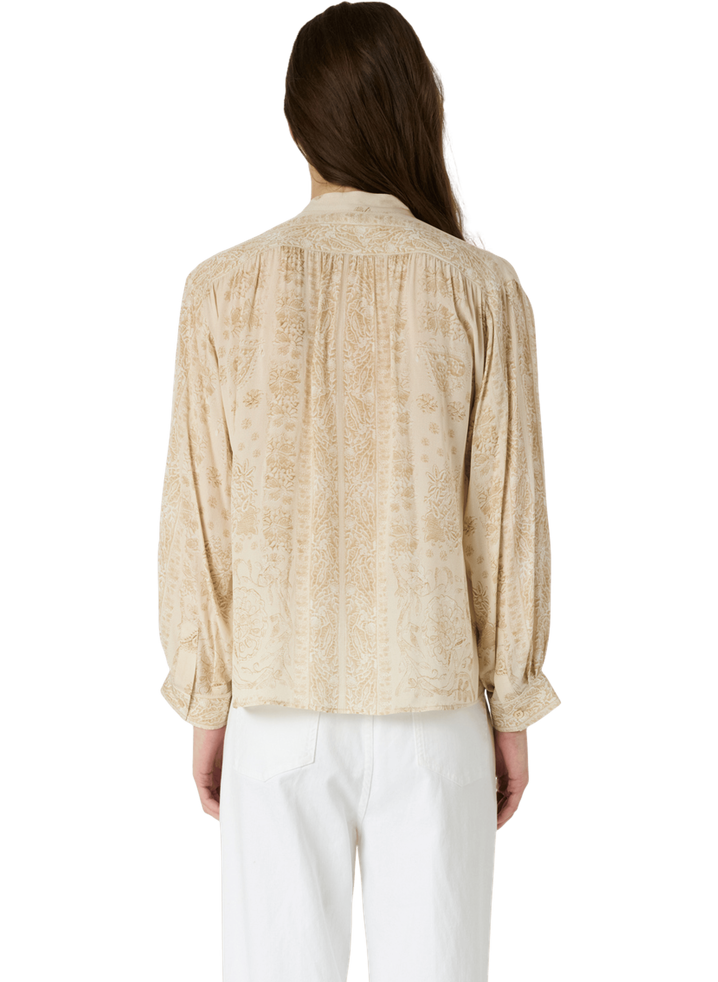 Chemise à broderies et col rond - caelia Beige