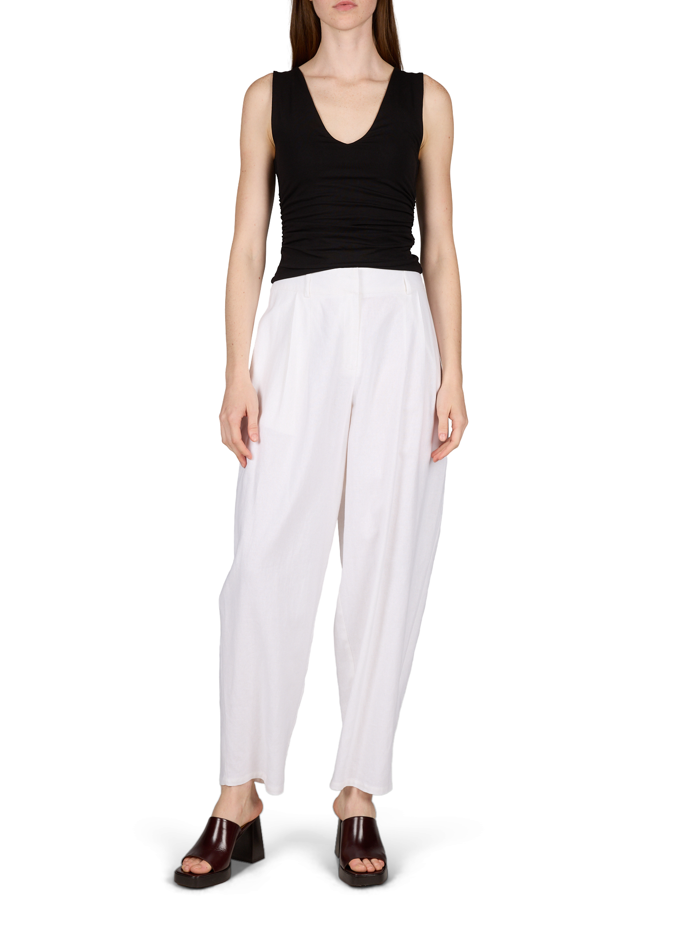 Solid linen blend trousers TOPSHOP Grey