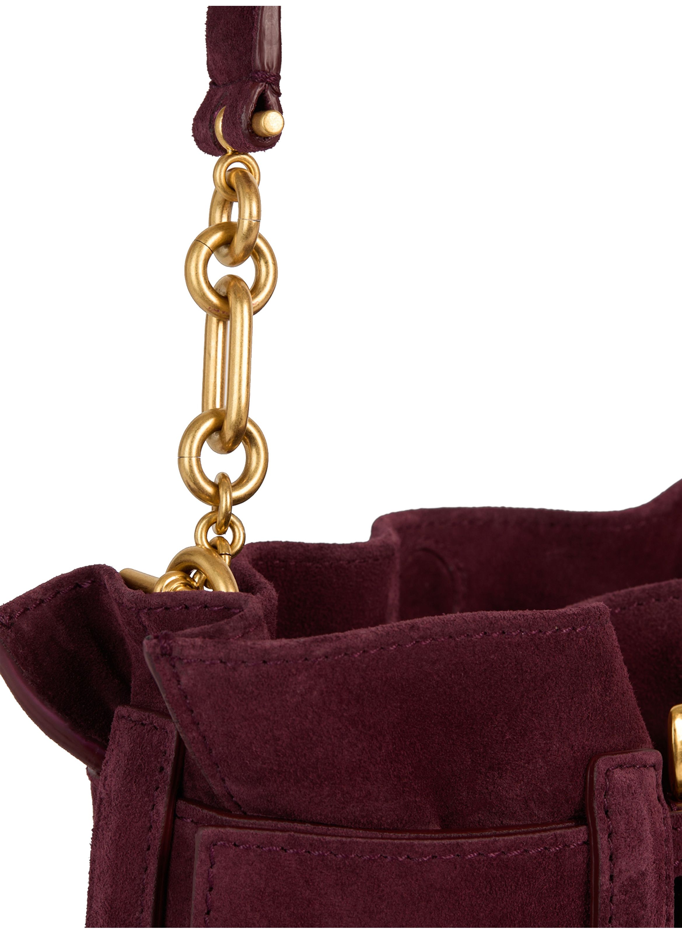 Sac anthem mini en cuir suédé BALMAIN Rouge