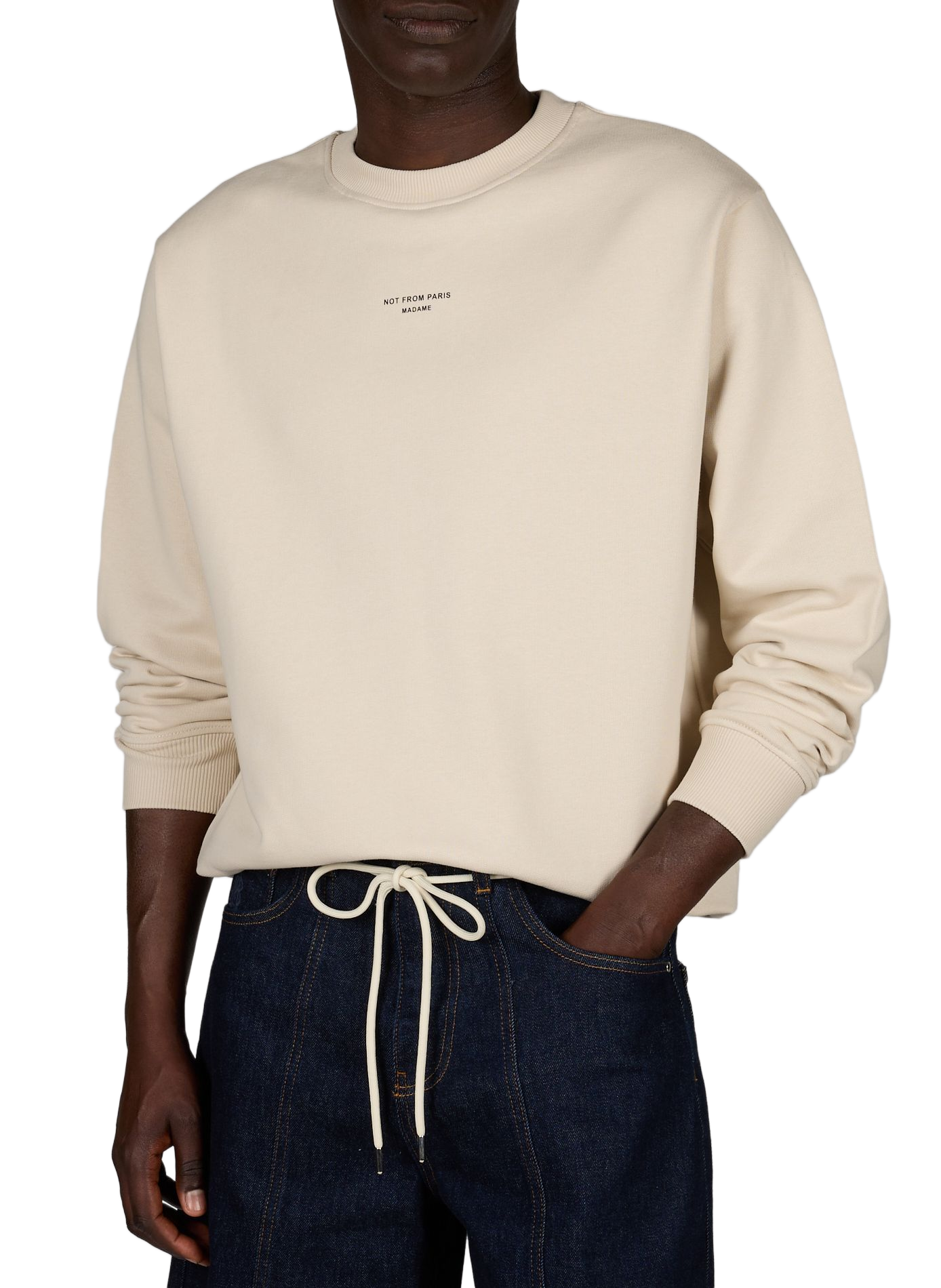 Round neck cotton sweatshirt DROLE DE MONSIEUR Beige