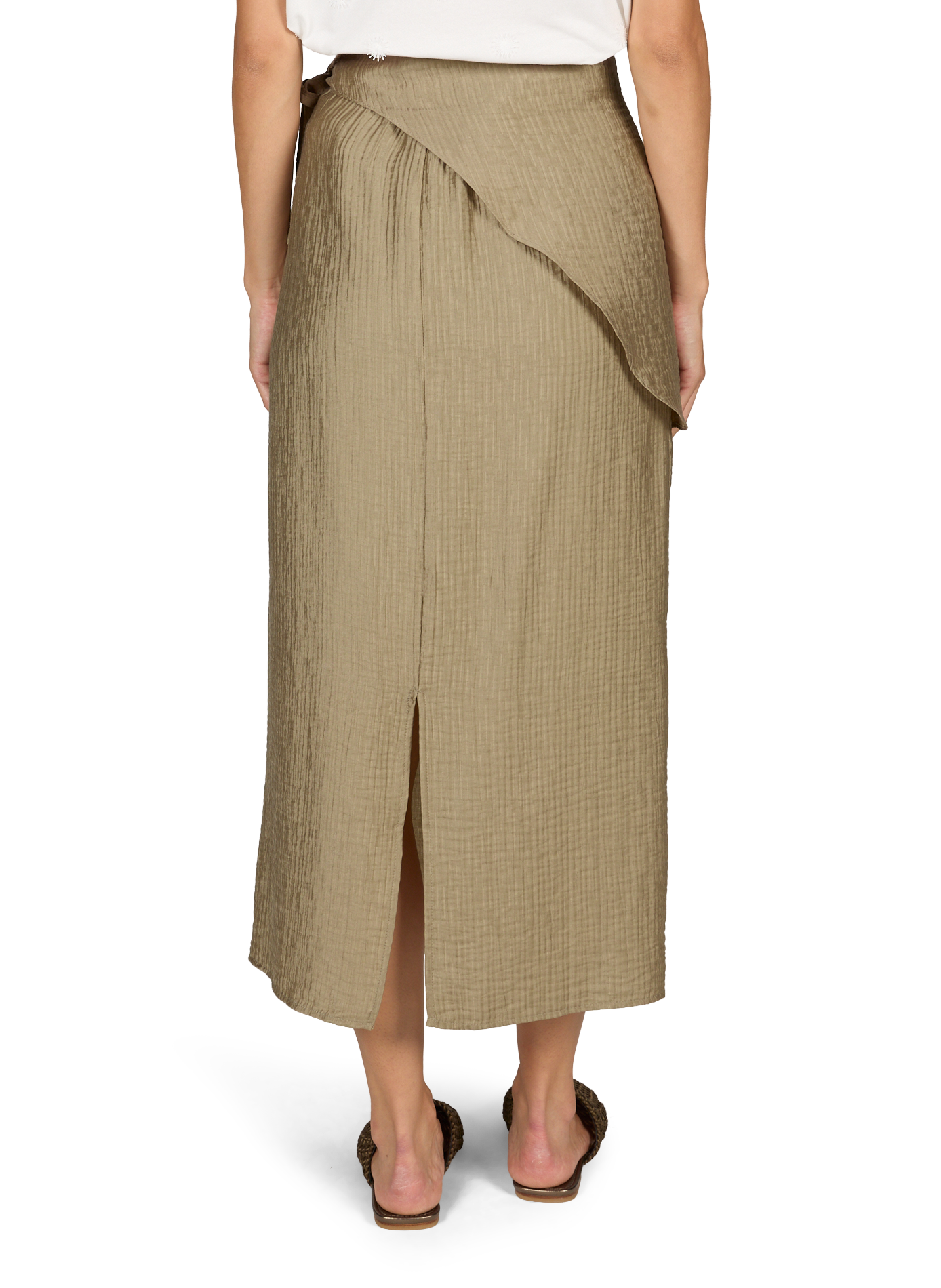 Straight skirt with elasticated waist and tie belt OBJECT Brown
