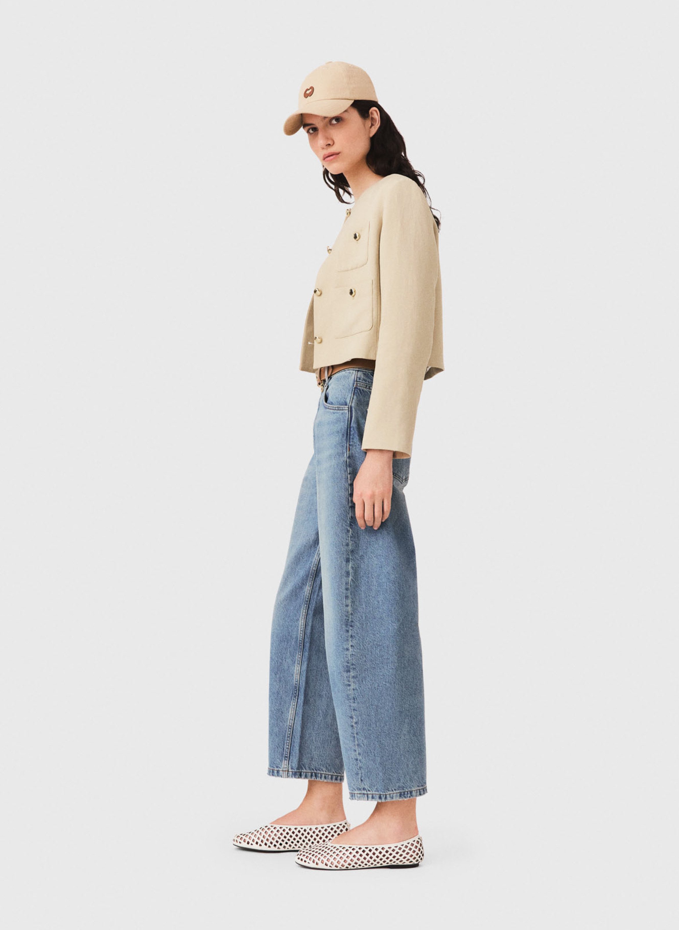 Veste courte col rond MAJE Beige