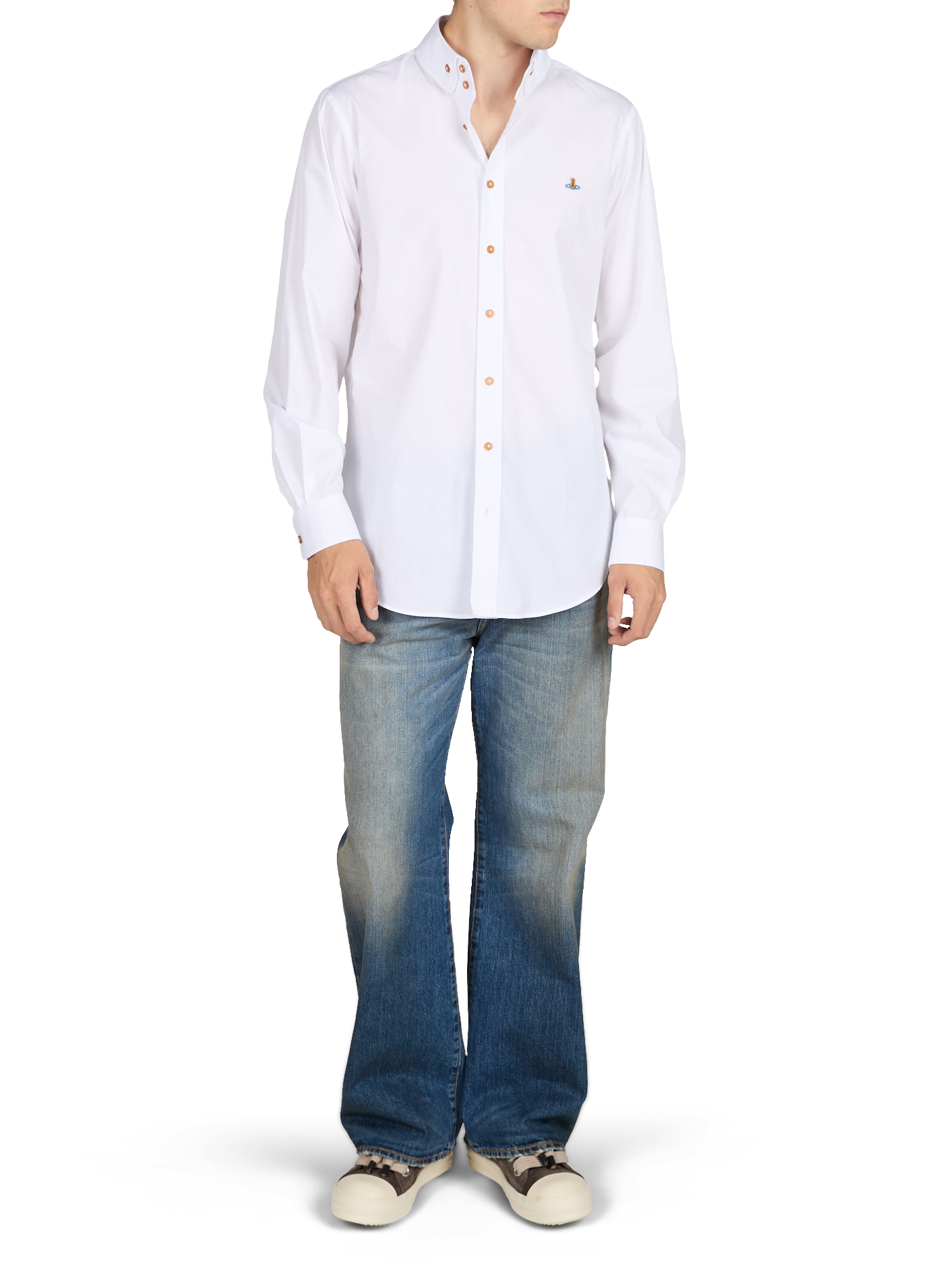 Jeans large délavé en coton ACNE STUDIOS Blauw
